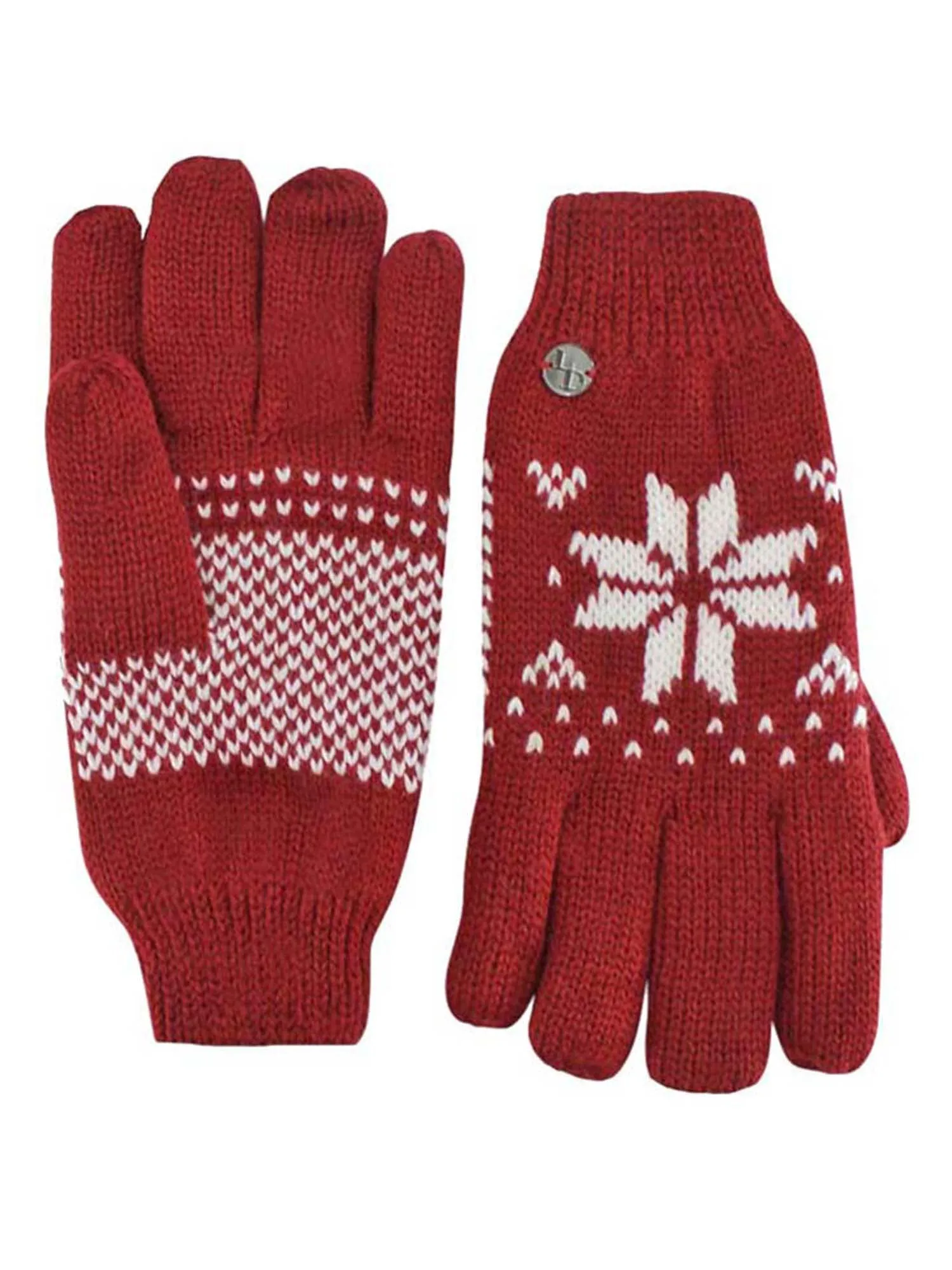 2 Pack Womens Thermal Insulated Snowflake Print Knit Winter Gloves