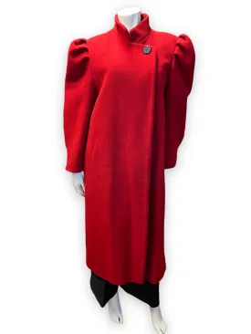 80s Diane von Furstenberg Vintage Red Wool Coat Union Made in USA Size M