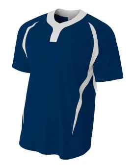 A4 N4229 2-Button Color Blocked Baseball Henley - Navy White