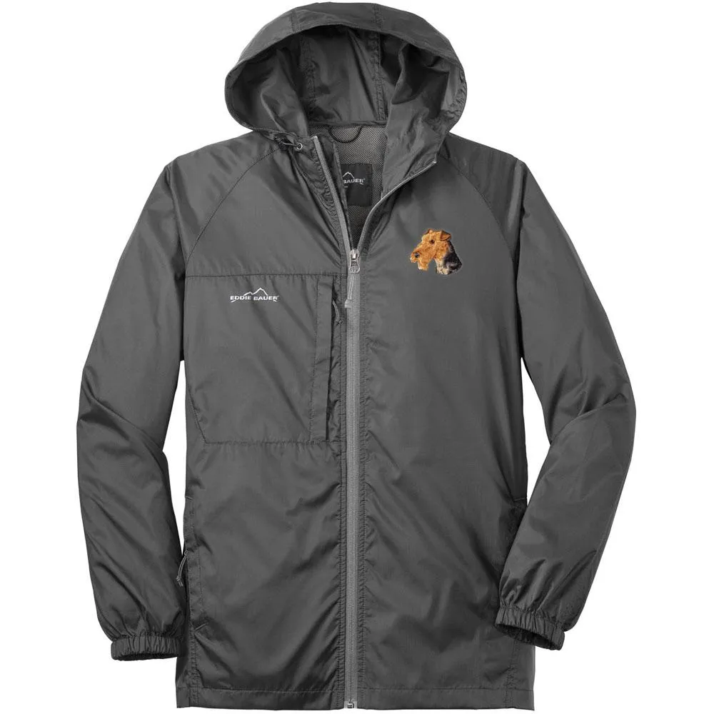 Airedale Terrier Embroidered Mens Eddie Bauer Packable Wind Jacket