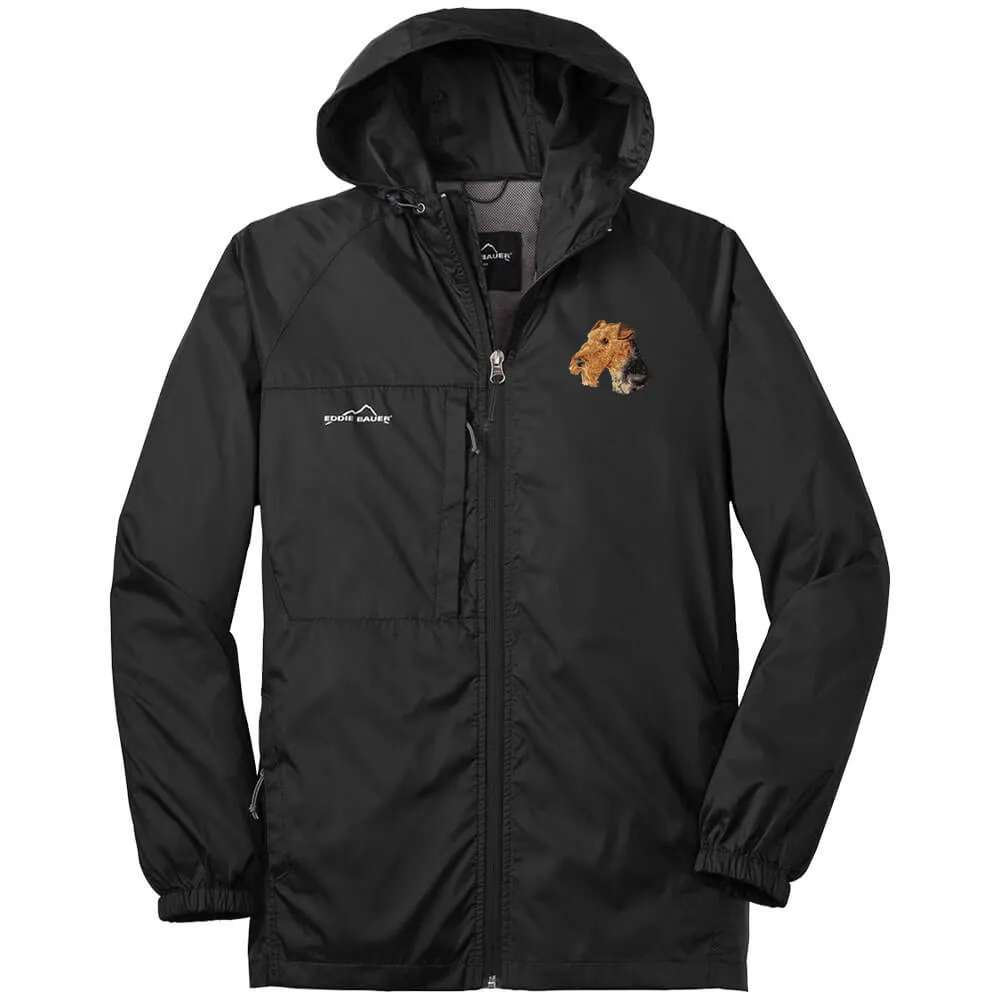 Airedale Terrier Embroidered Mens Eddie Bauer Packable Wind Jacket