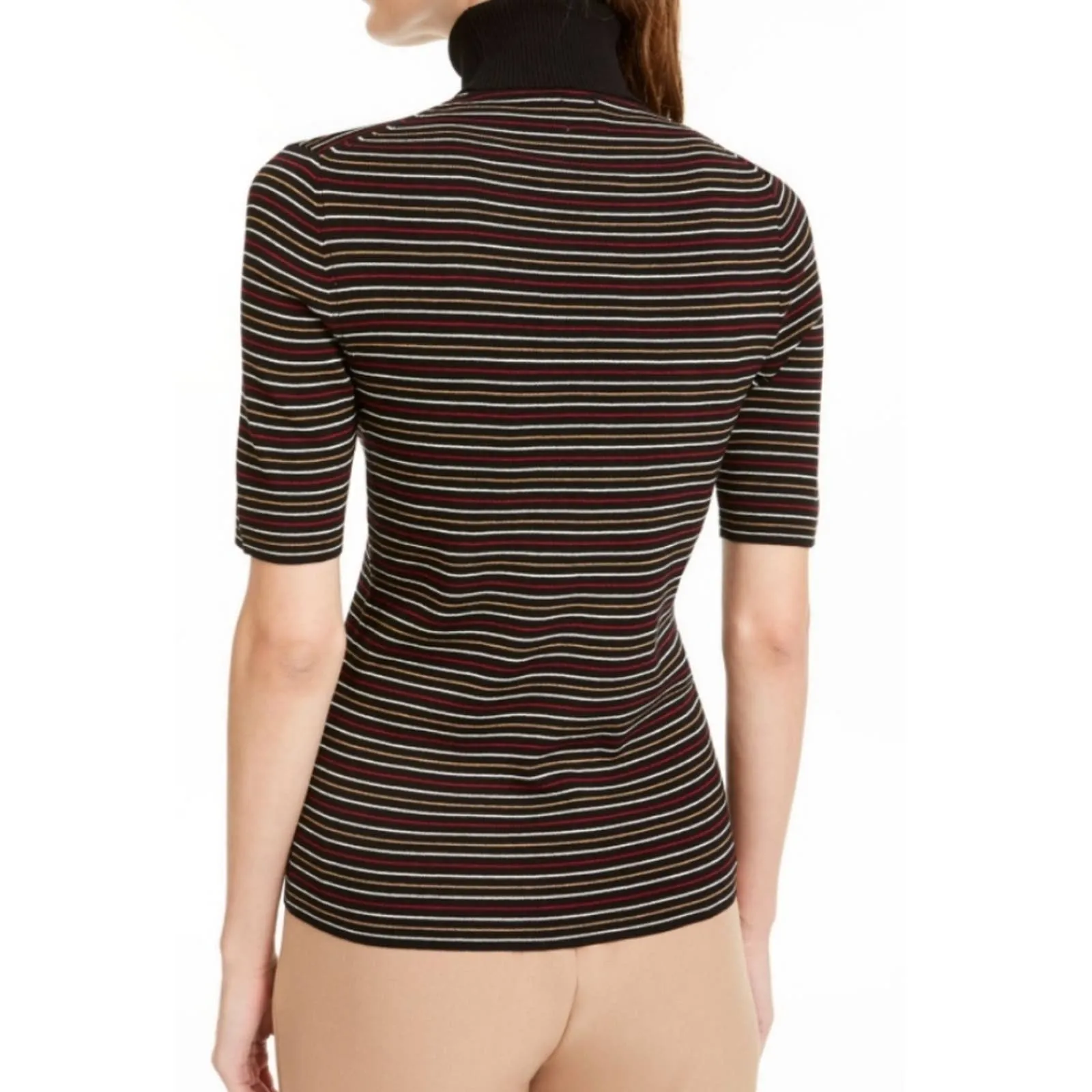 Anne Klein Striped Half Sleeve Sweater Top XS