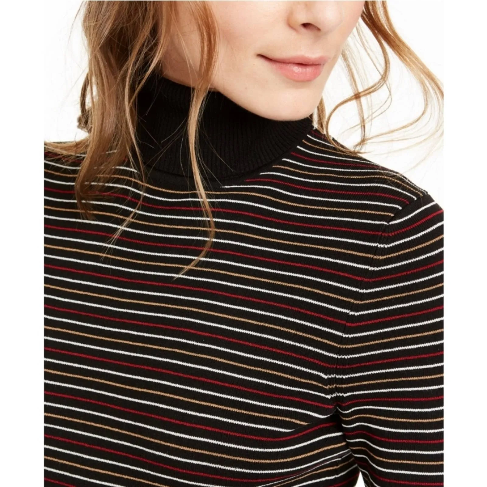 Anne Klein Striped Half Sleeve Sweater Top XS