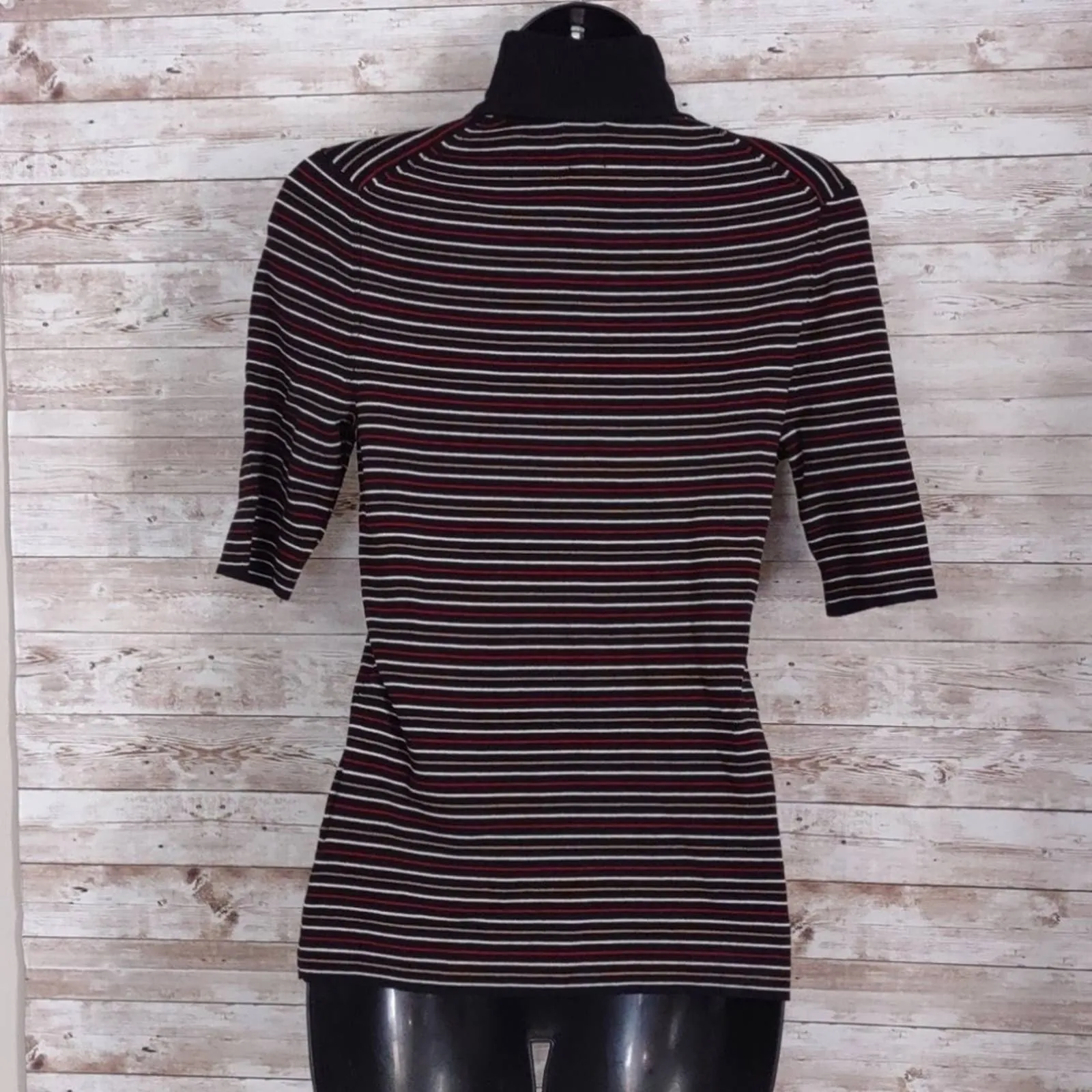 Anne Klein Striped Half Sleeve Sweater Top XS