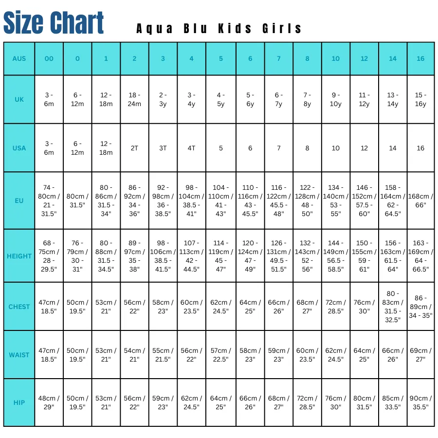 Aqua Blu Pre-Teens Long Sleeve Rash Vest AG2181SS - Stepping Stones Jade