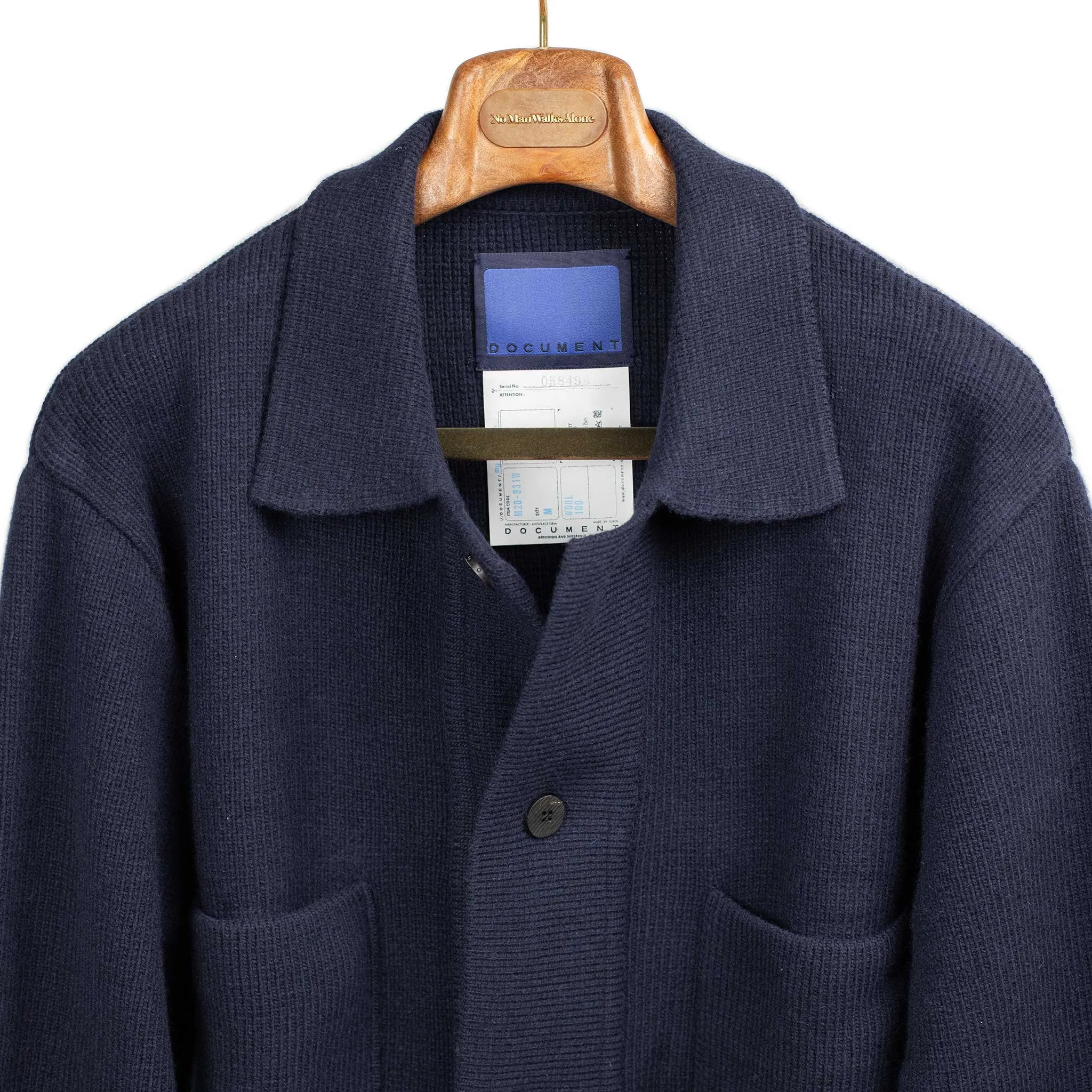 Big pocket cardigan in navy heavyweight wool