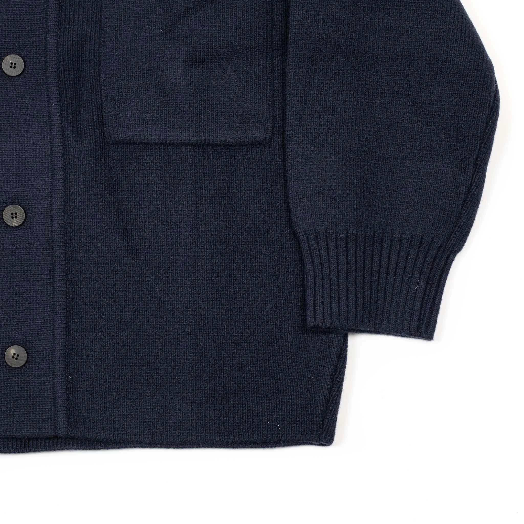 Big pocket cardigan in navy heavyweight wool