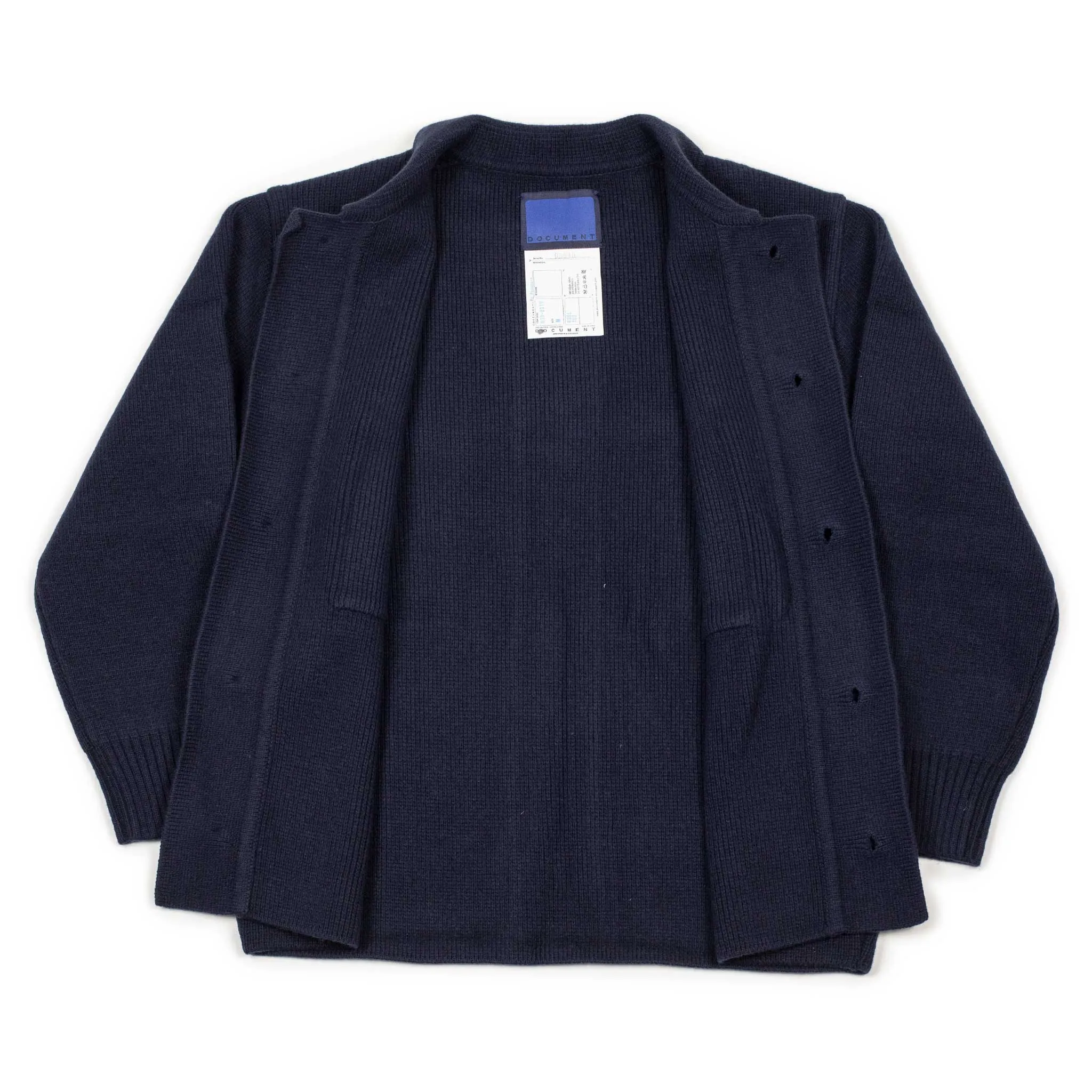 Big pocket cardigan in navy heavyweight wool