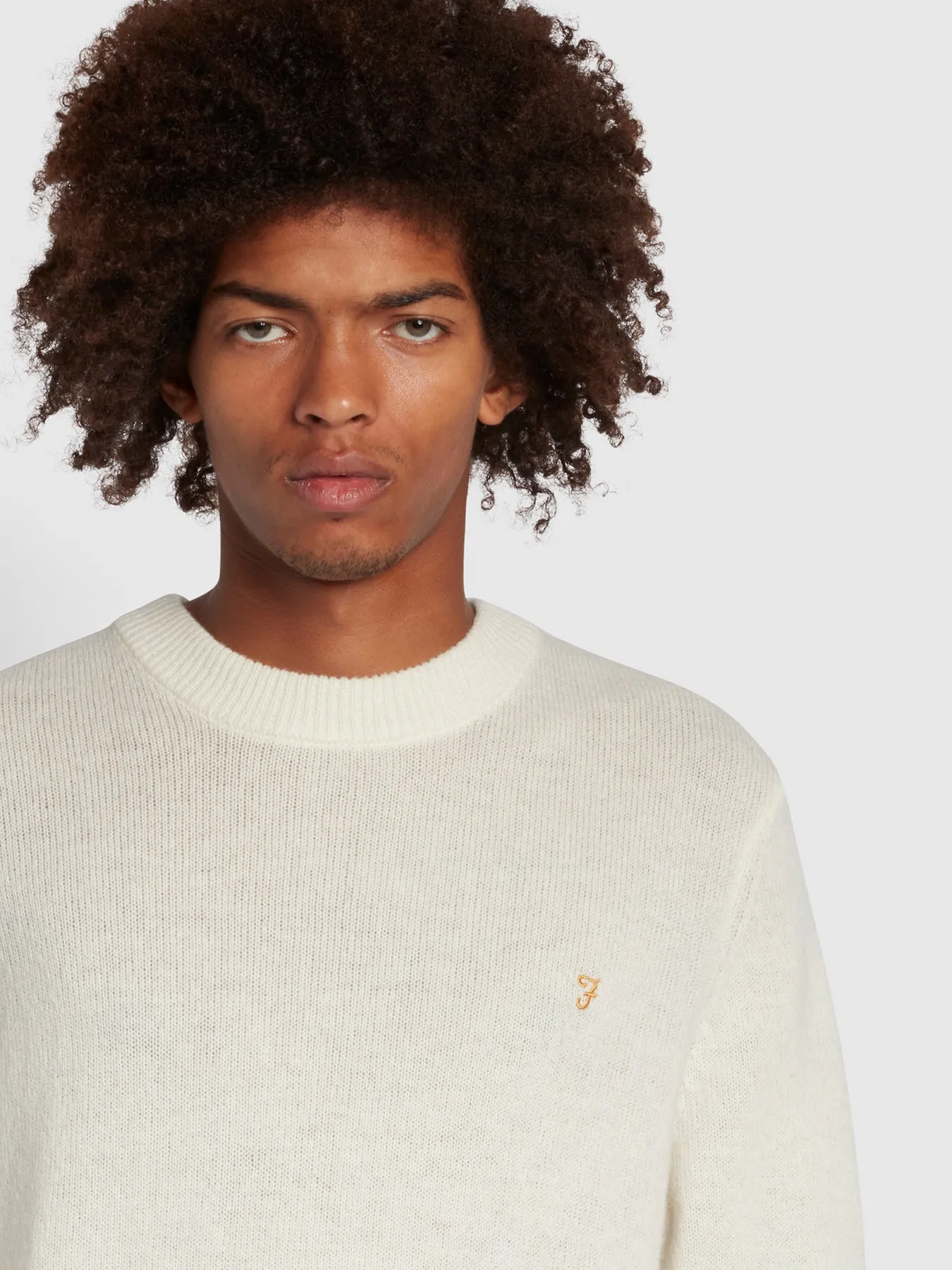 Birchall Crew Neck Lambswool Sweater In Ecru