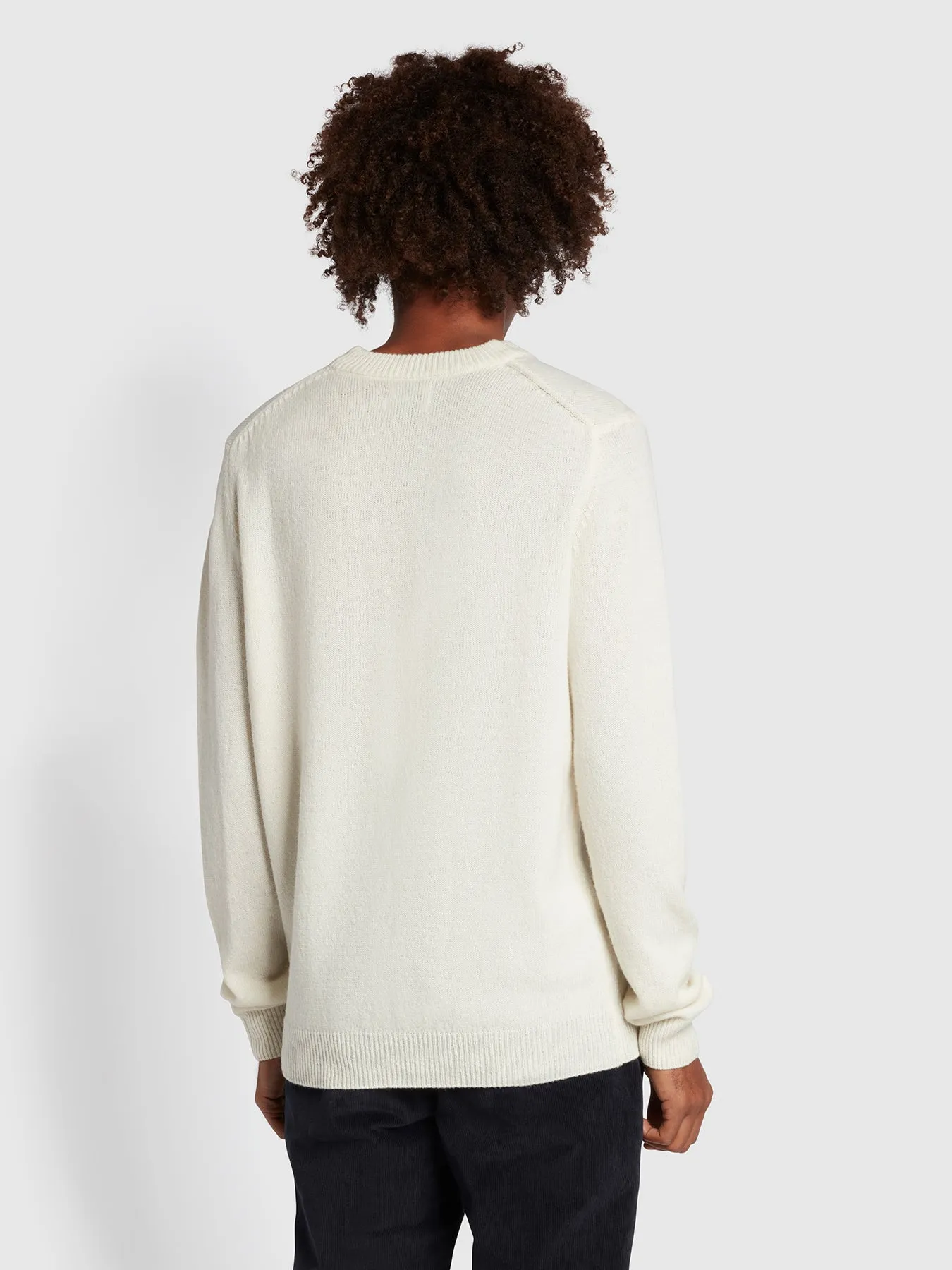 Birchall Crew Neck Lambswool Sweater In Ecru
