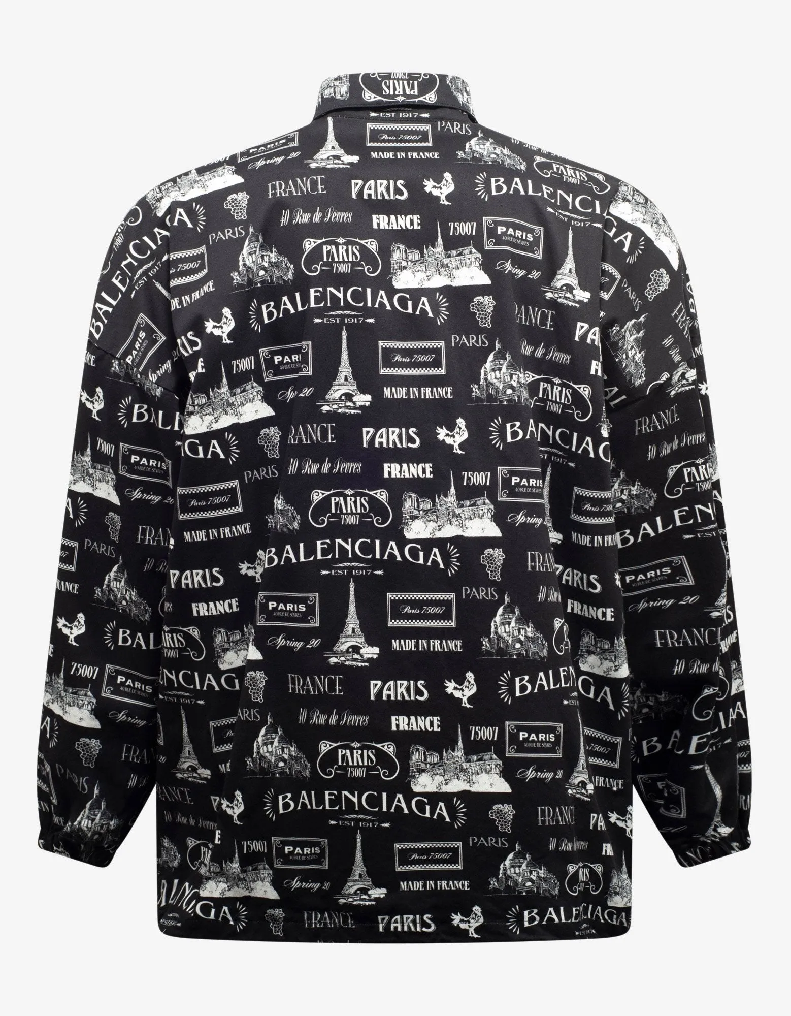 Black Double Sleeve Paris Resto Print Windbreaker -