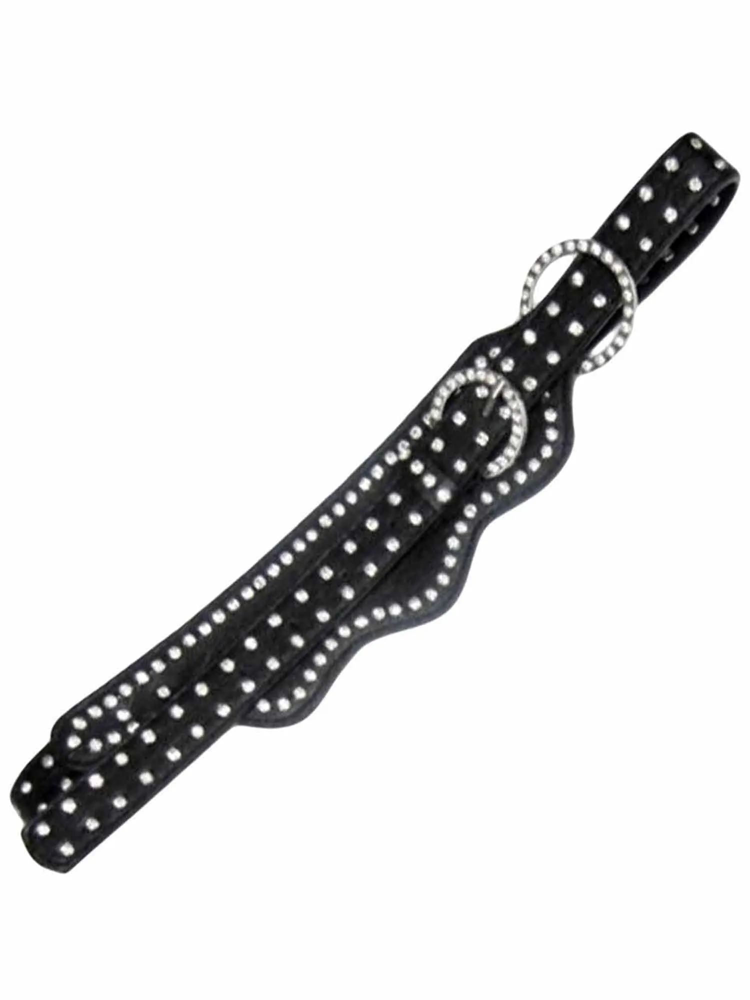 Black Wide Waist Belt With Rhinestone Trim Size Large