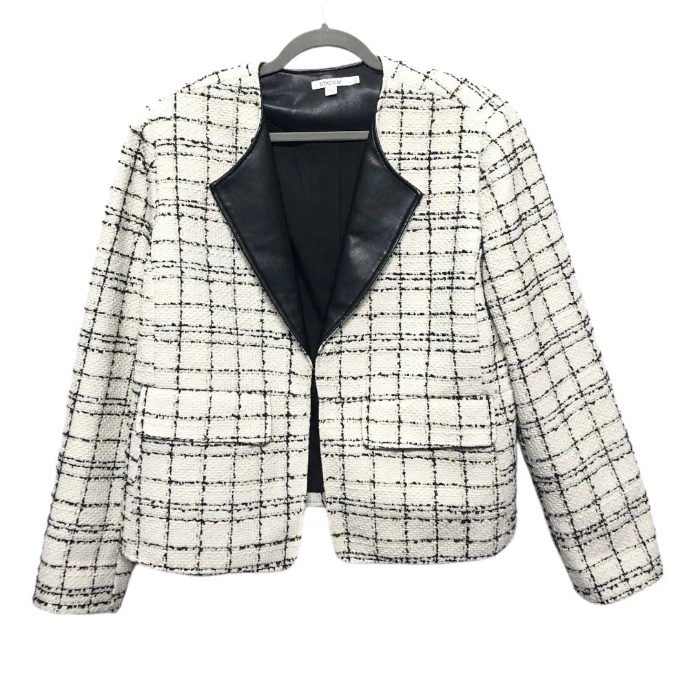 Blazer By Chicos In Black & White, Size: 16