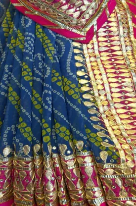 Blue And Pink Gota Patti Georgette Saree