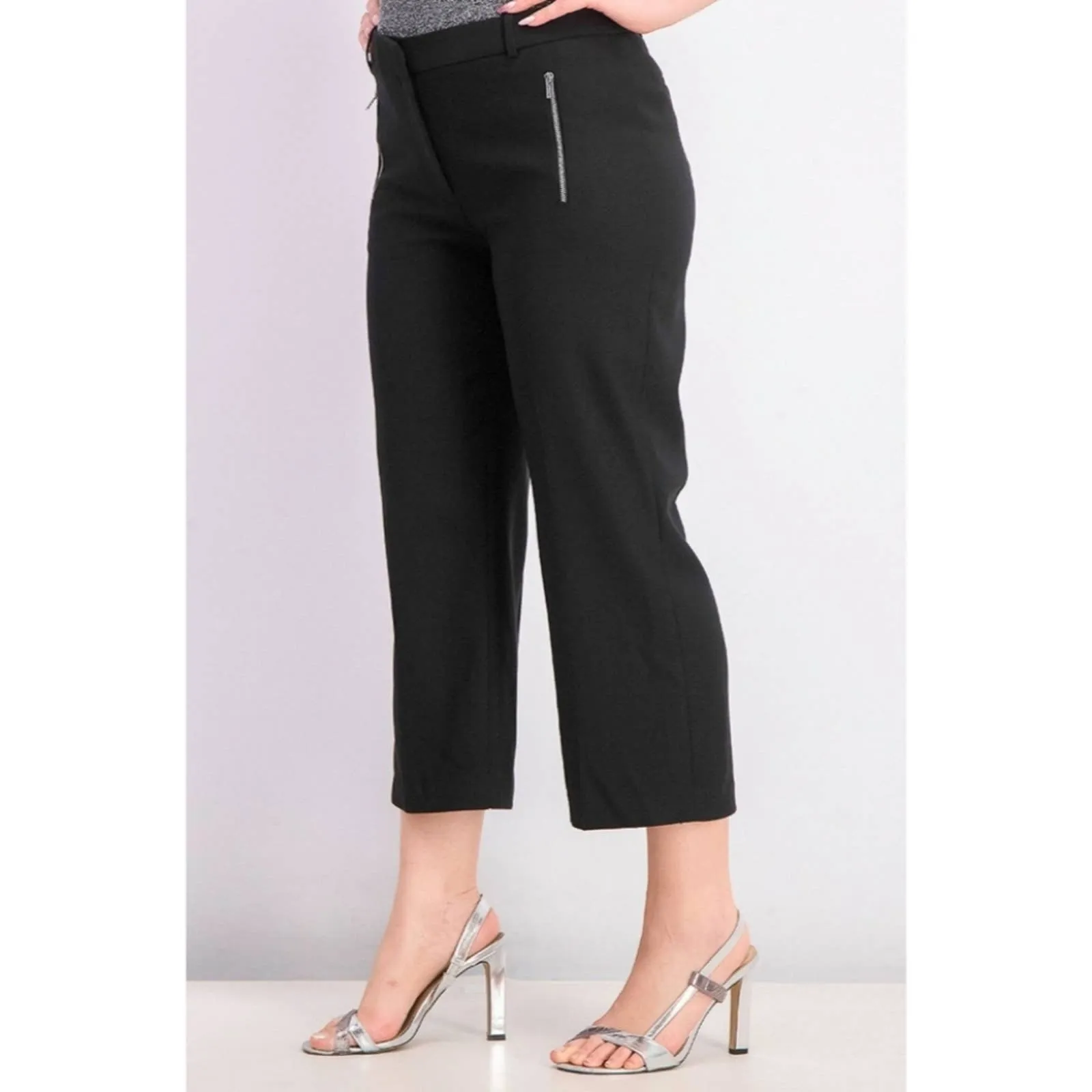 Calvin Klein Zipper Pocket Cropped Twill Pants Black