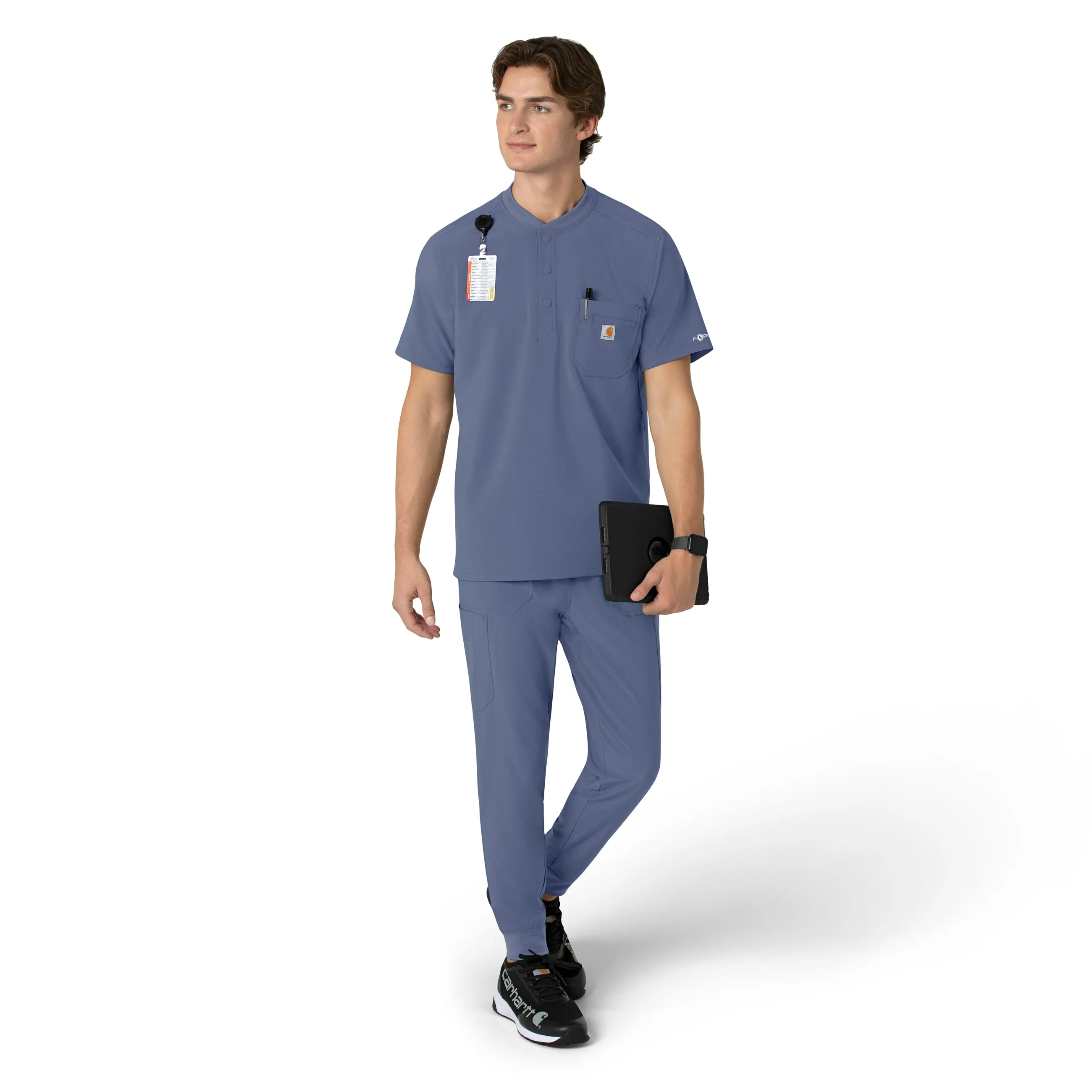 Carhartt Force Cross-Flex Men's Henley Scrub Top - Riverside