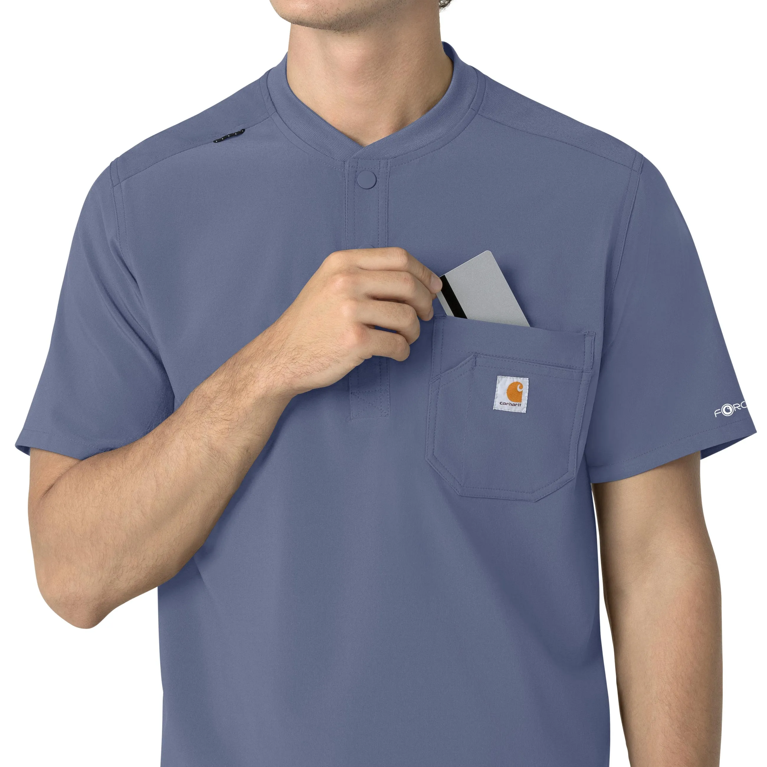 Carhartt Force Cross-Flex Men's Henley Scrub Top - Riverside