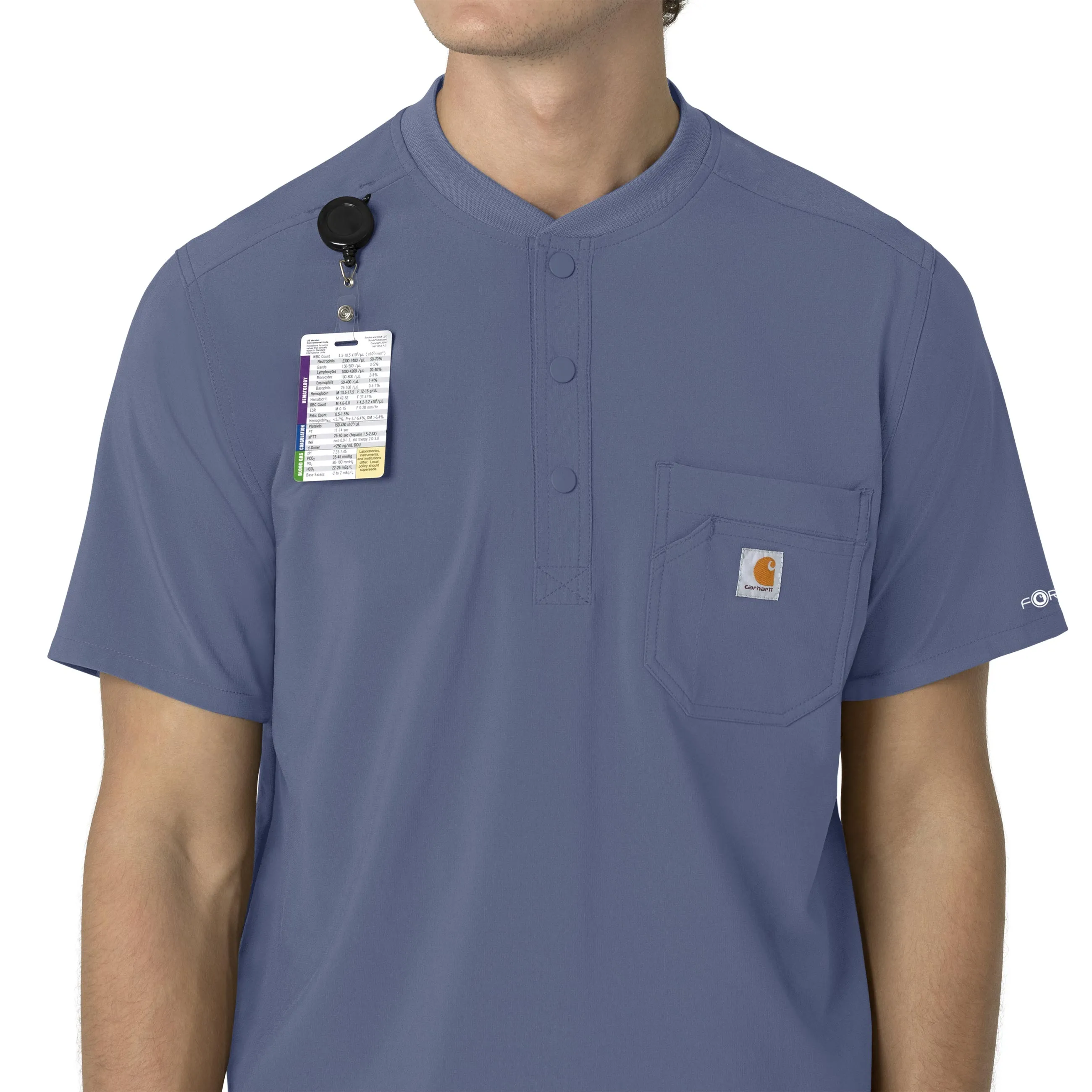 Carhartt Force Cross-Flex Men's Henley Scrub Top - Riverside