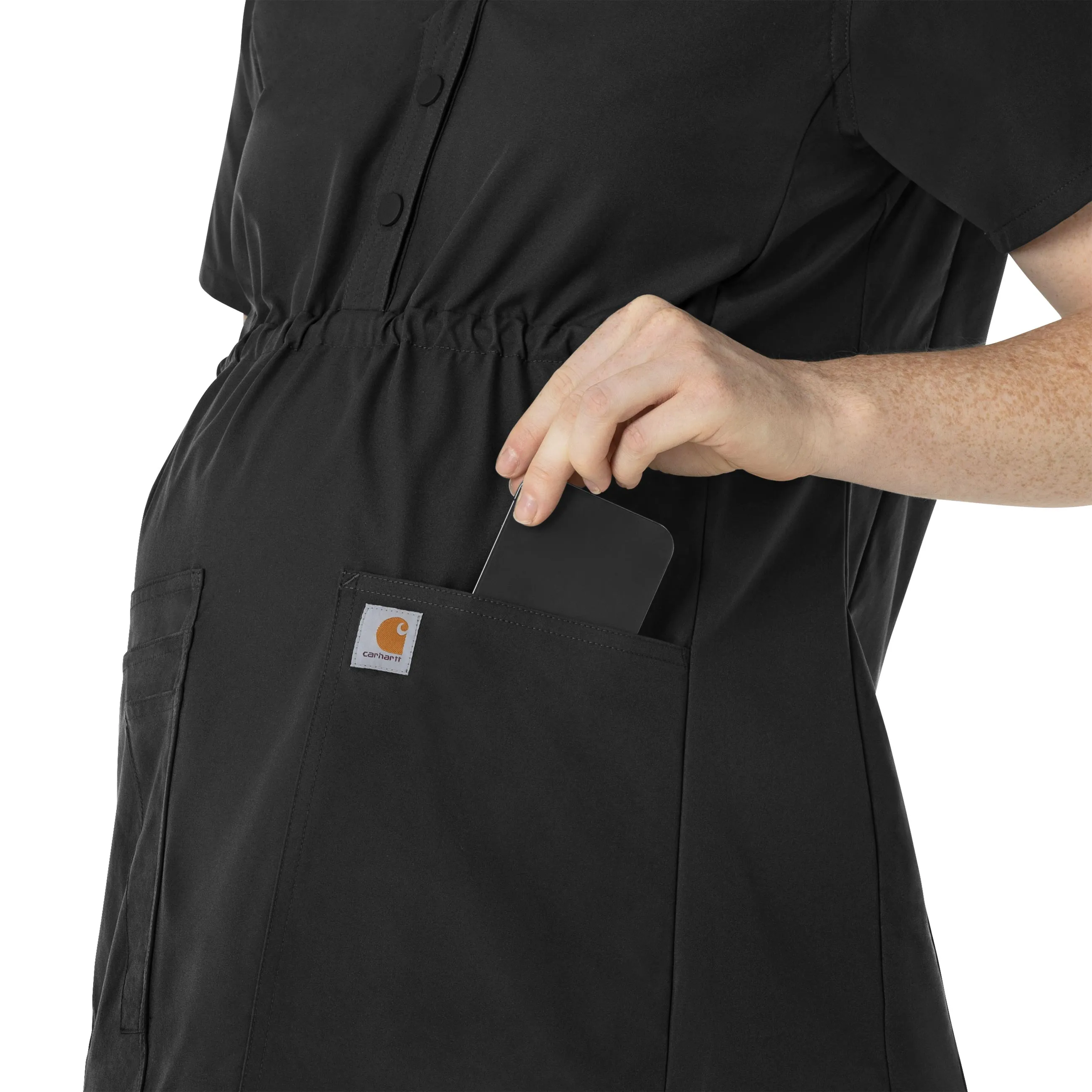 Carhartt Force Essentials Women's Henley Maternity Scrub Top - Black