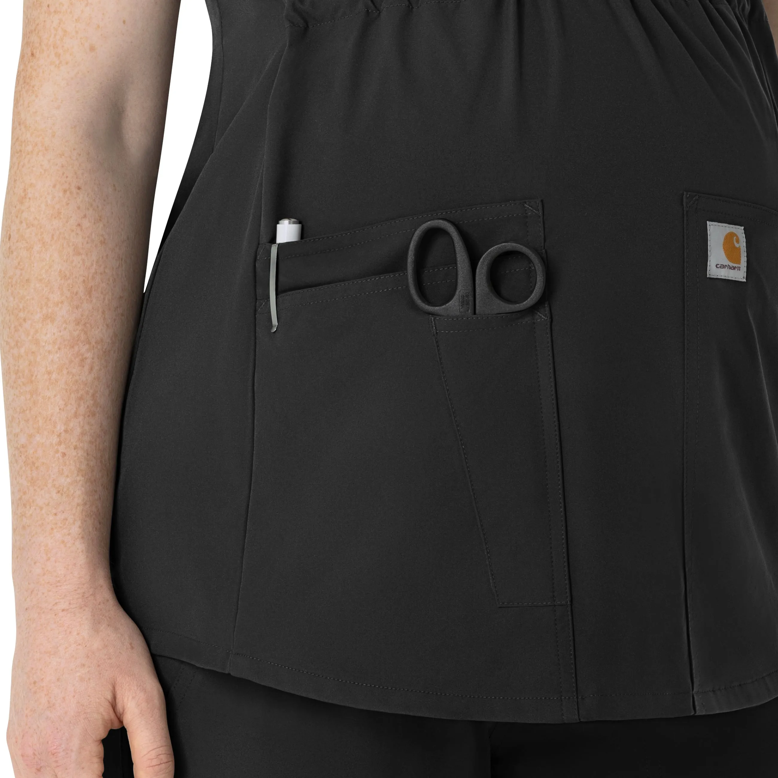Carhartt Force Essentials Women's Henley Maternity Scrub Top - Black