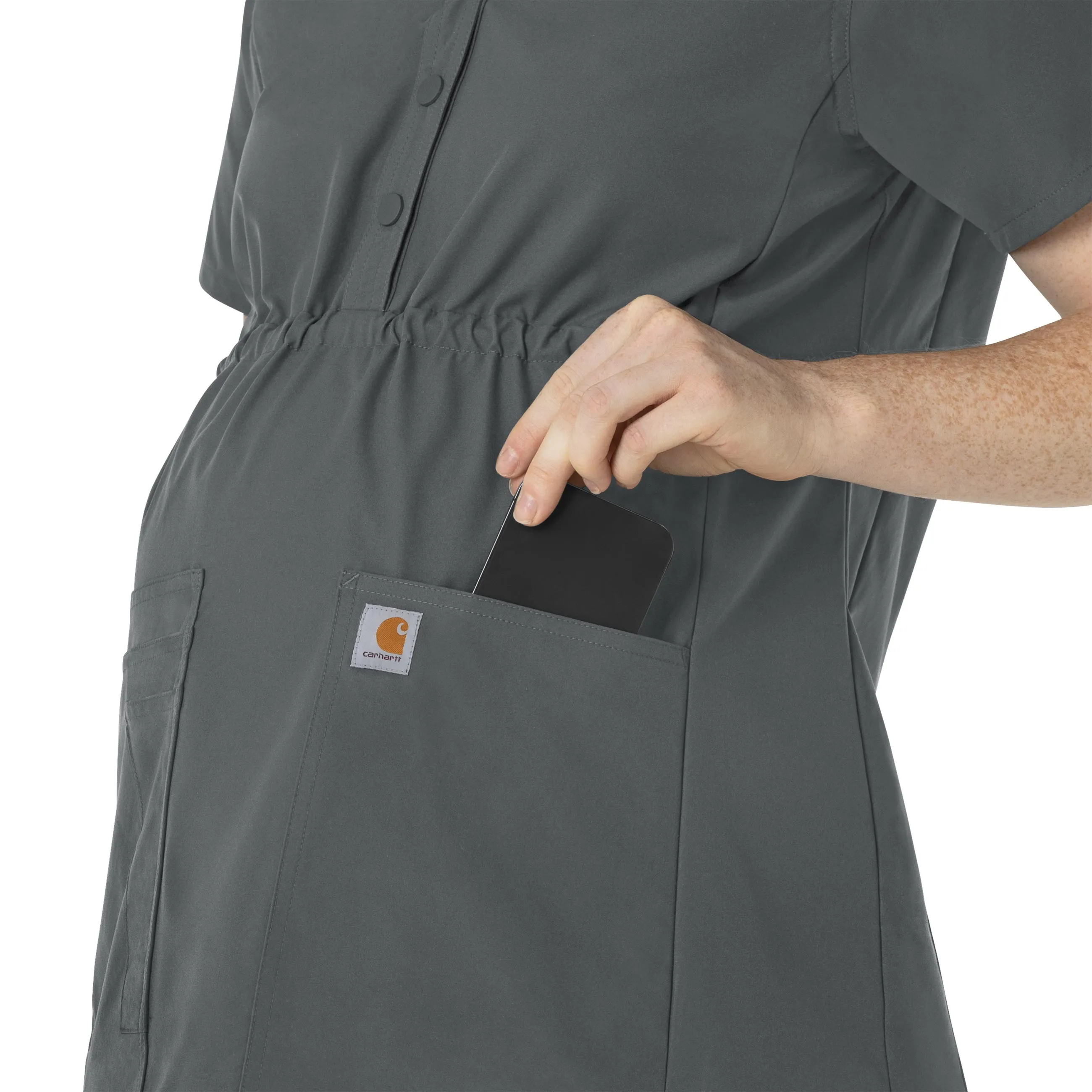 Carhartt Force Essentials Women's Henley Maternity Scrub Top - Pewter