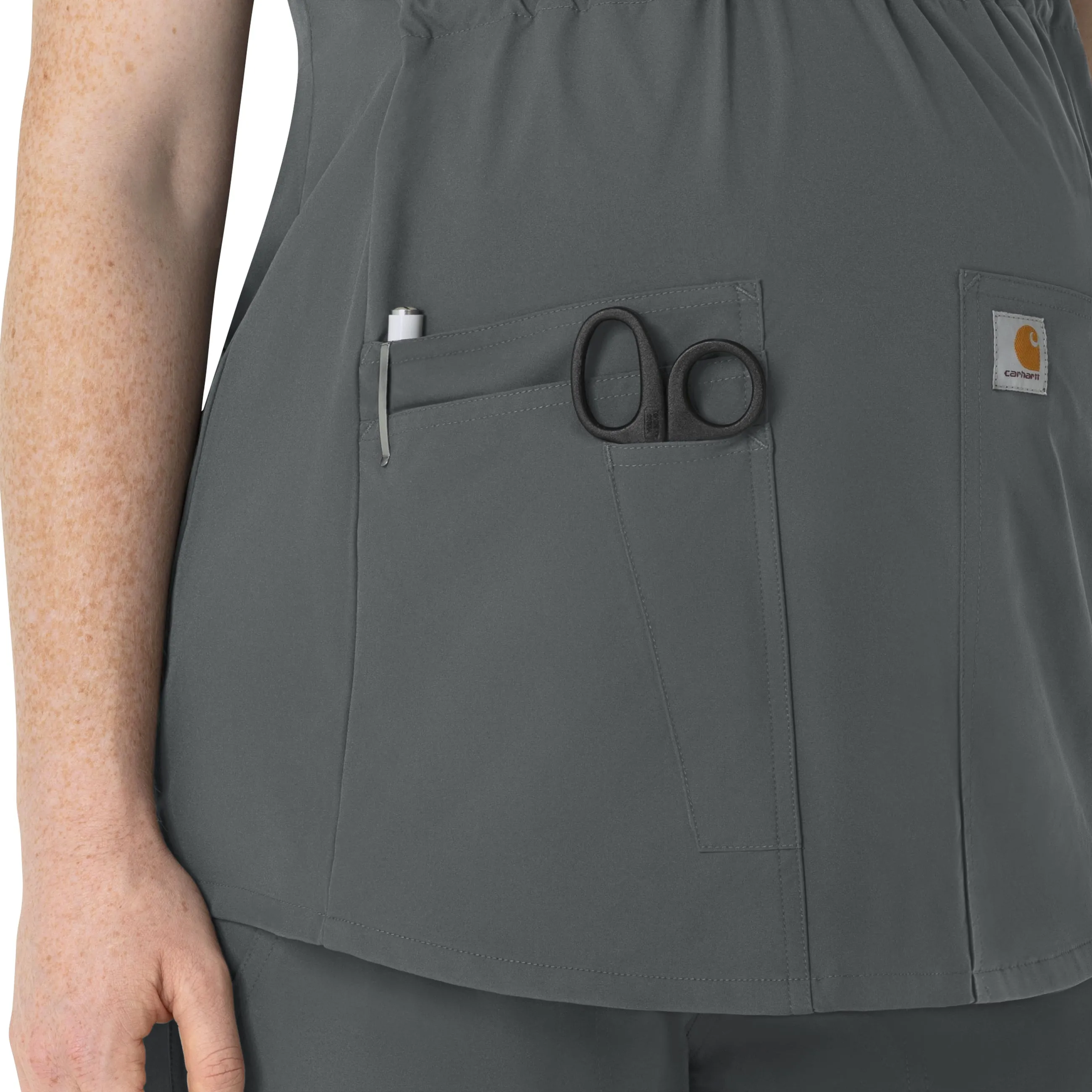 Carhartt Force Essentials Women's Henley Maternity Scrub Top - Pewter