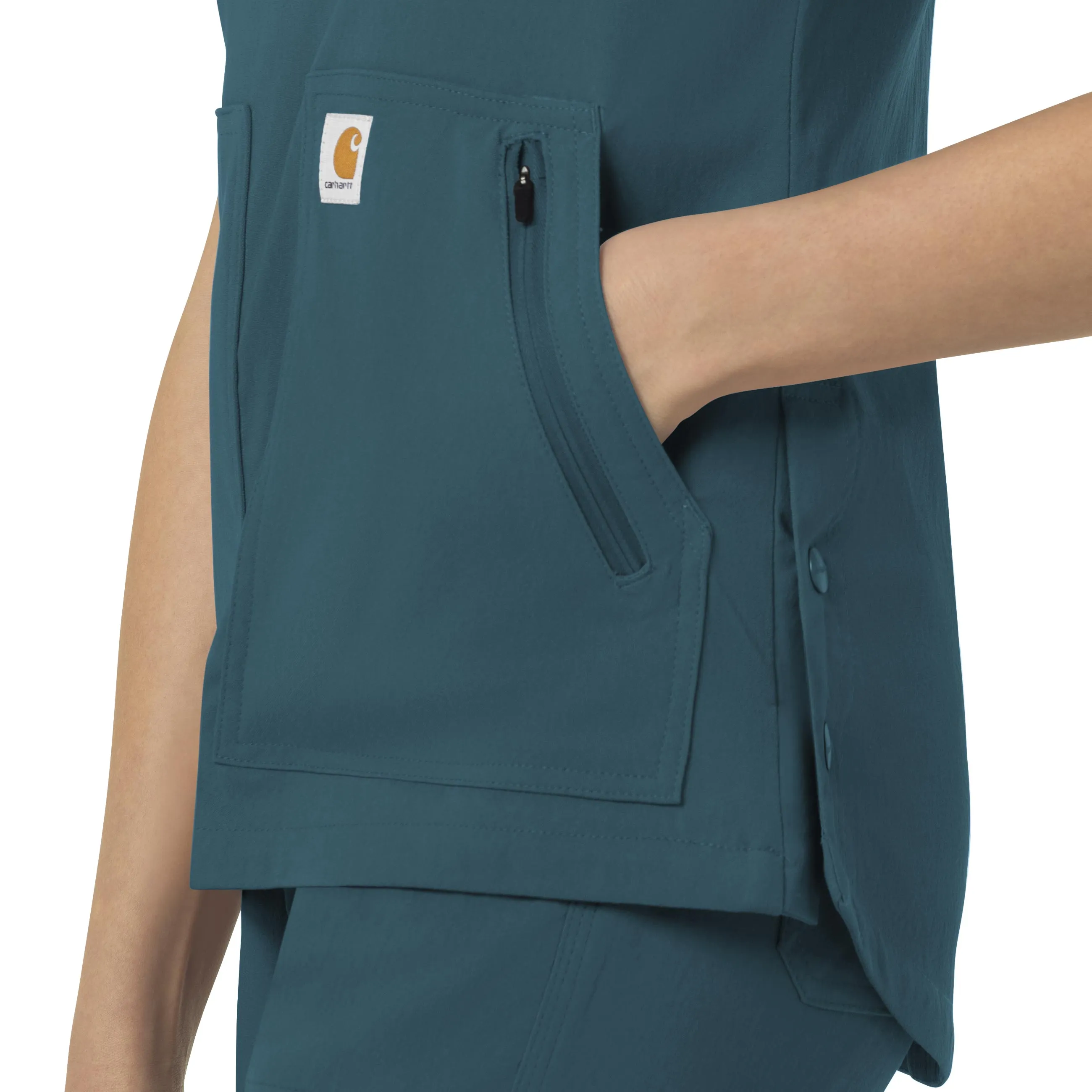 Carhartt Rugged Flex Peak Women's 4-Pocket V-Neck Scrub Top - Caribbean Blue