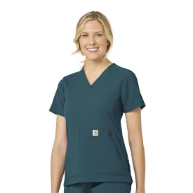 Carhartt Rugged Flex Peak Women's 4-Pocket V-Neck Scrub Top - Caribbean Blue