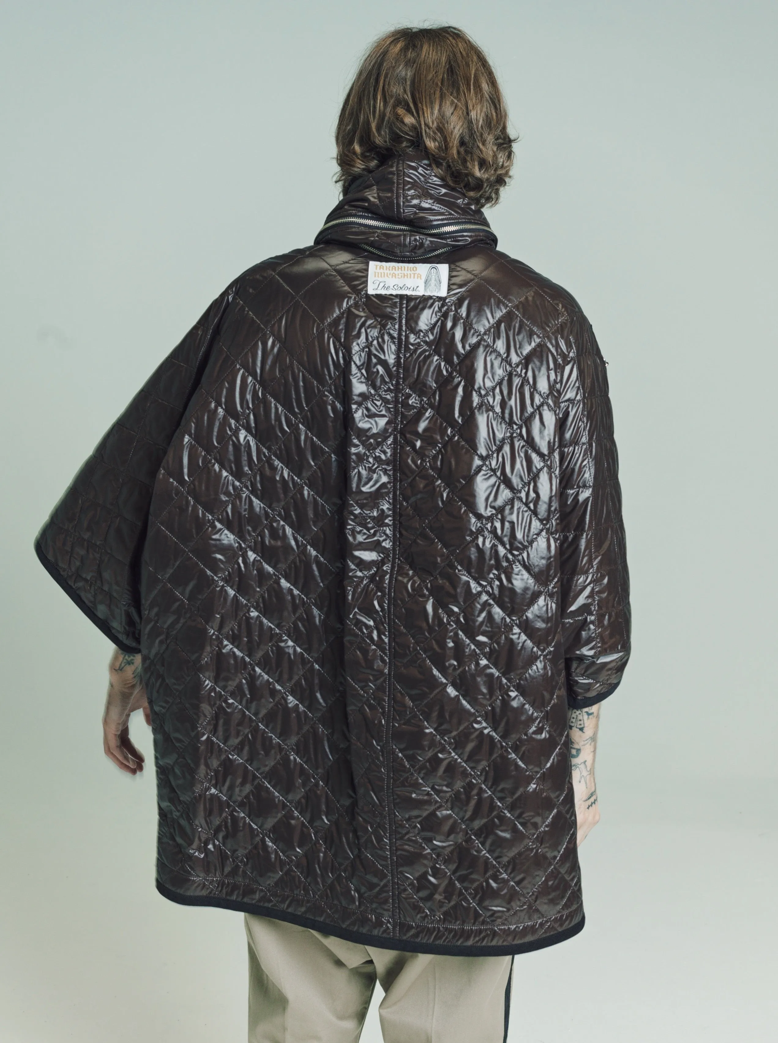 Chocolate Nylon Accordion Hood Quilted Queen's Vest