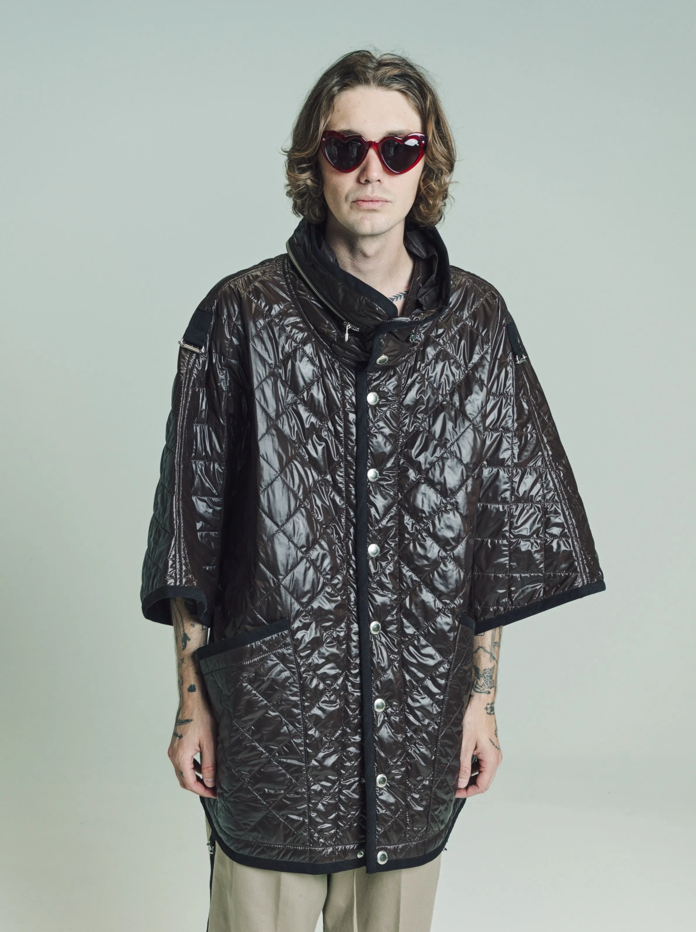 Chocolate Nylon Accordion Hood Quilted Queen's Vest