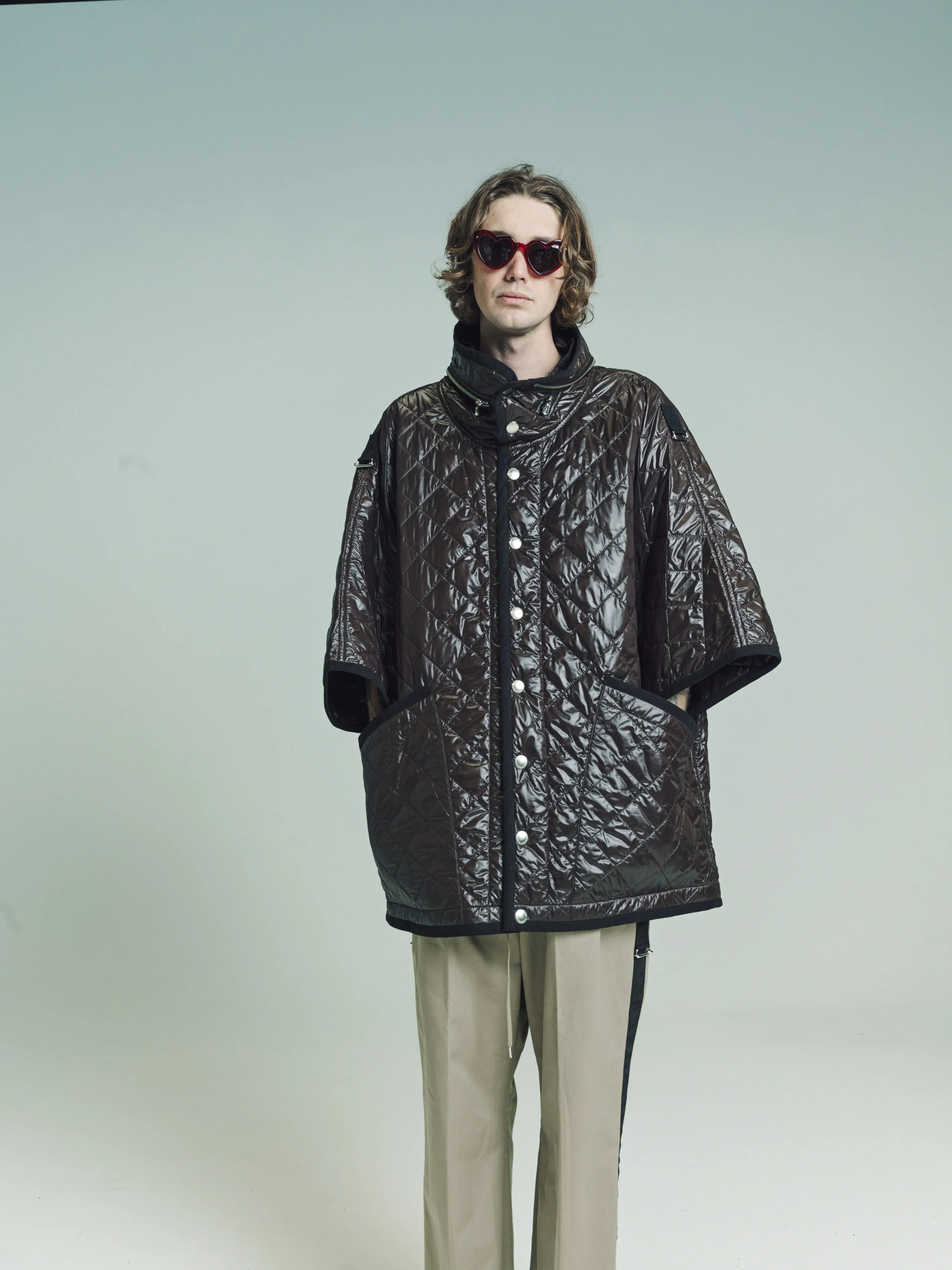 Chocolate Nylon Accordion Hood Quilted Queen's Vest
