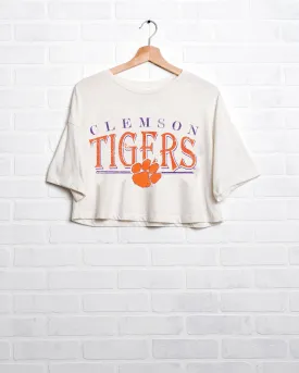 Clemson Tigers 80s White Cropped Tee