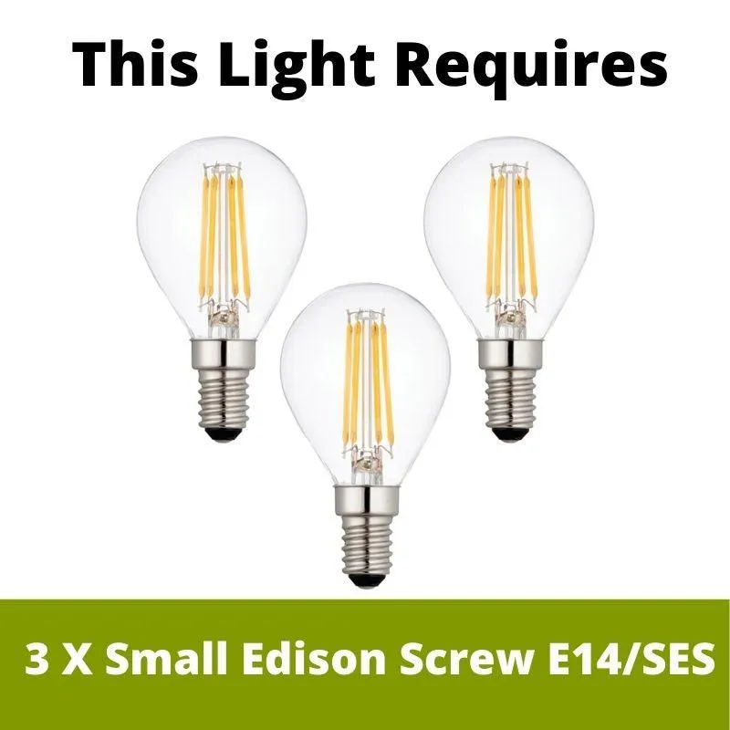 Columbia 3 Light Nickel Chandelier - Feather Glass Shades