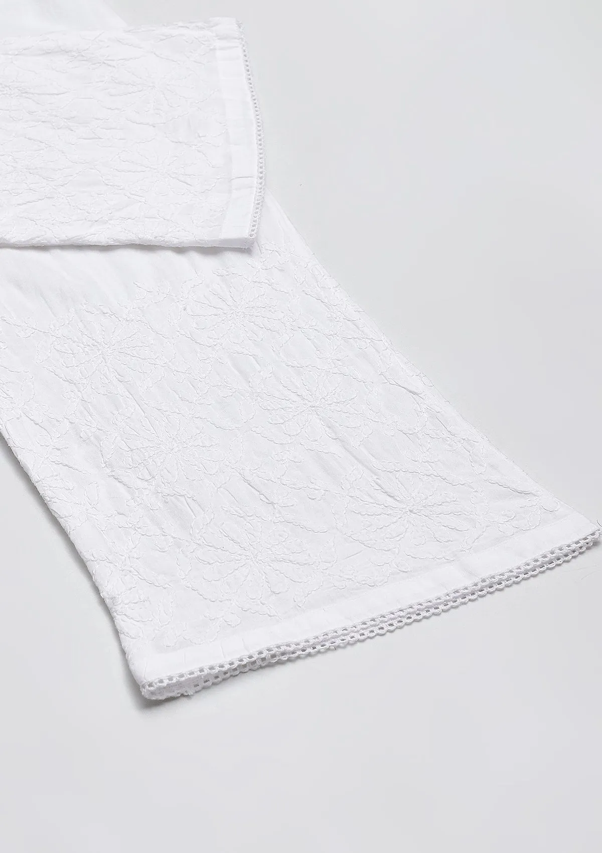 Cotton Chikankari Solid Women's Palazzo - White