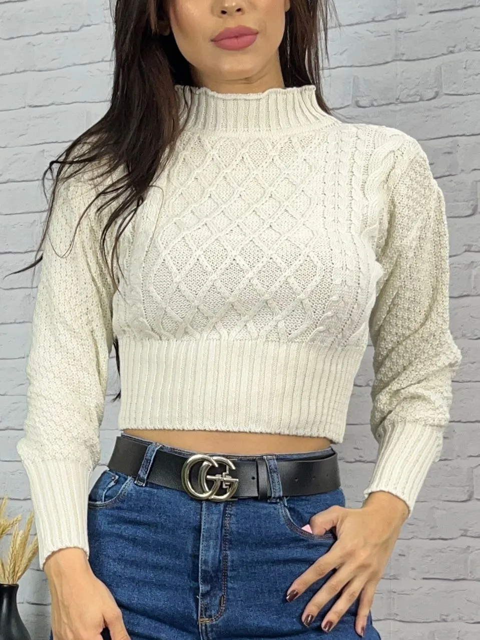 Cropped Tricô Trançado 620292  (ES/E)