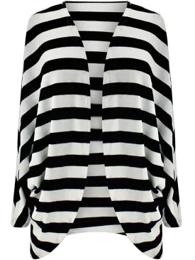 Draped Front Multicolor Bat Sleeve Shrug Jacket