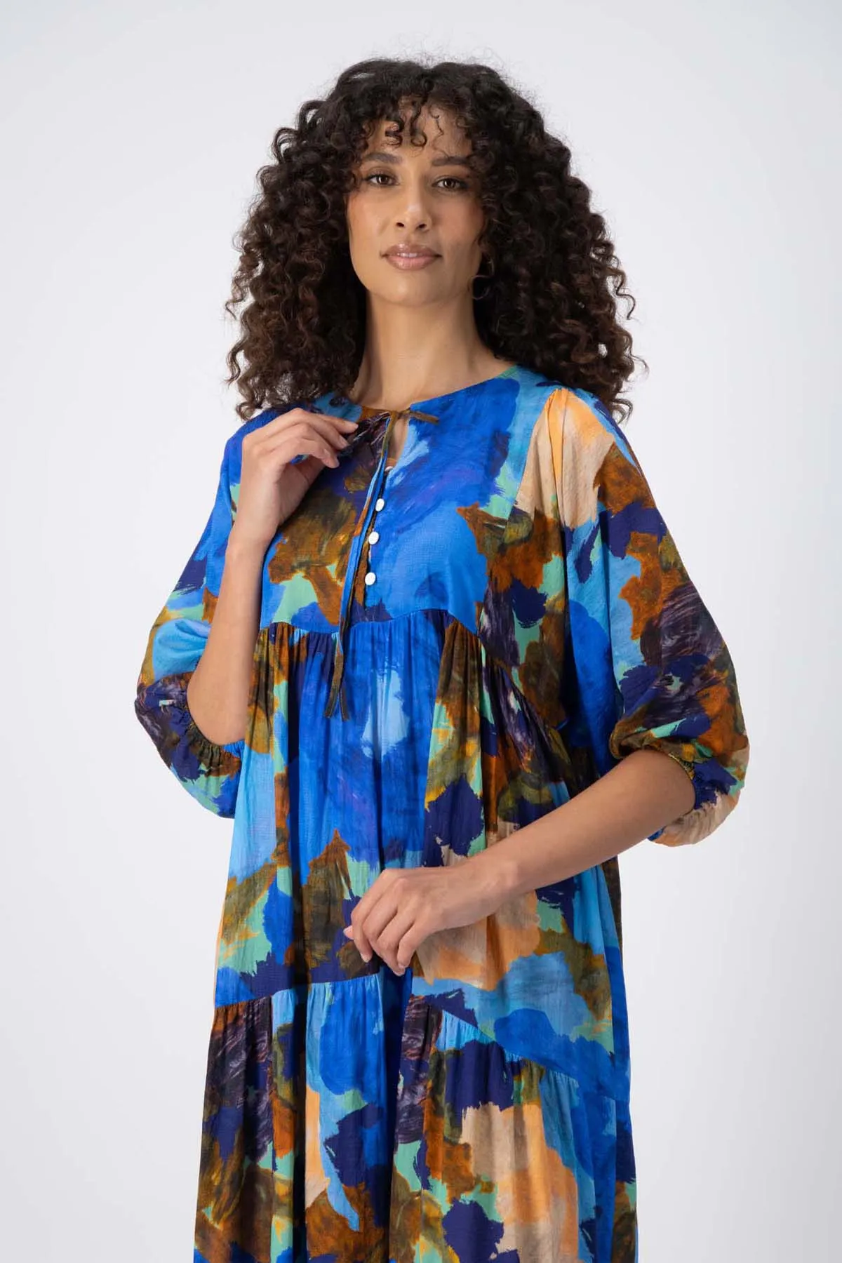 Fiorella Olivia Dress Ocean in Seersucker