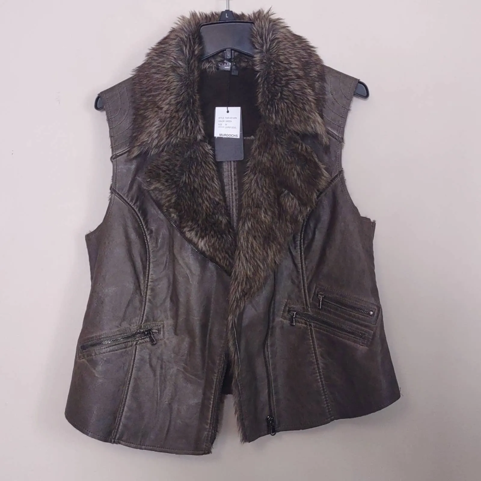 Fornia Vegan Water Resistant Moto Vest Medium Green Gypsy Soul