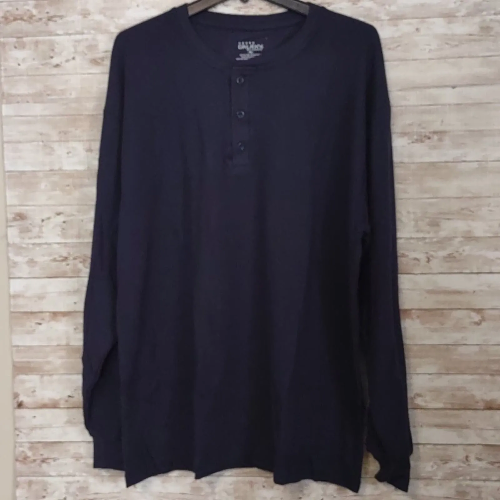 Galaxy by Harvic Waffle Knit Henley Shirt Navy XL