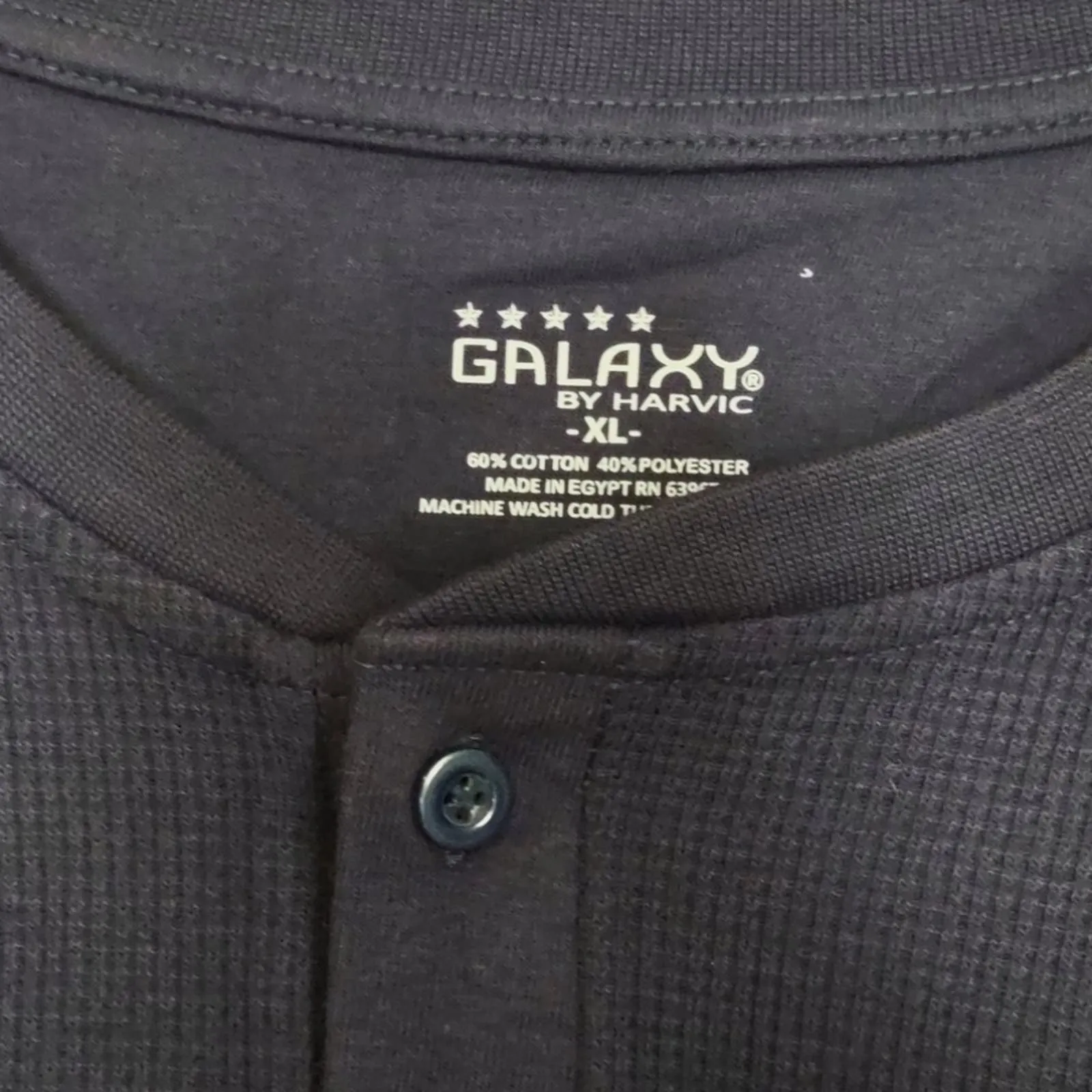 Galaxy by Harvic Waffle Knit Henley Shirt Navy XL