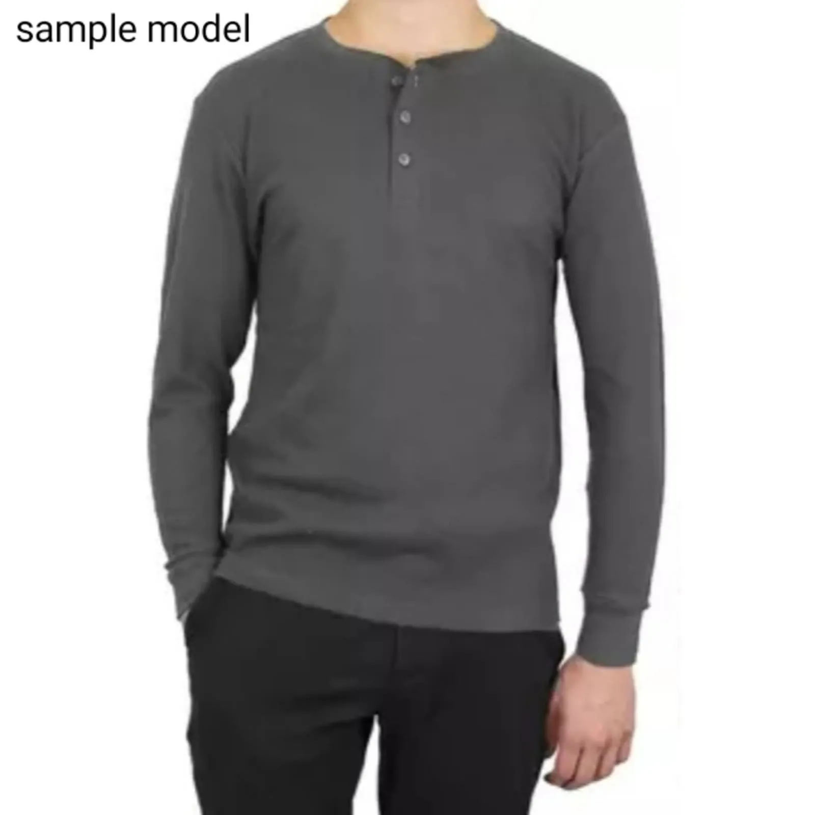 Galaxy by Harvic Waffle Knit Henley Shirt Navy XL