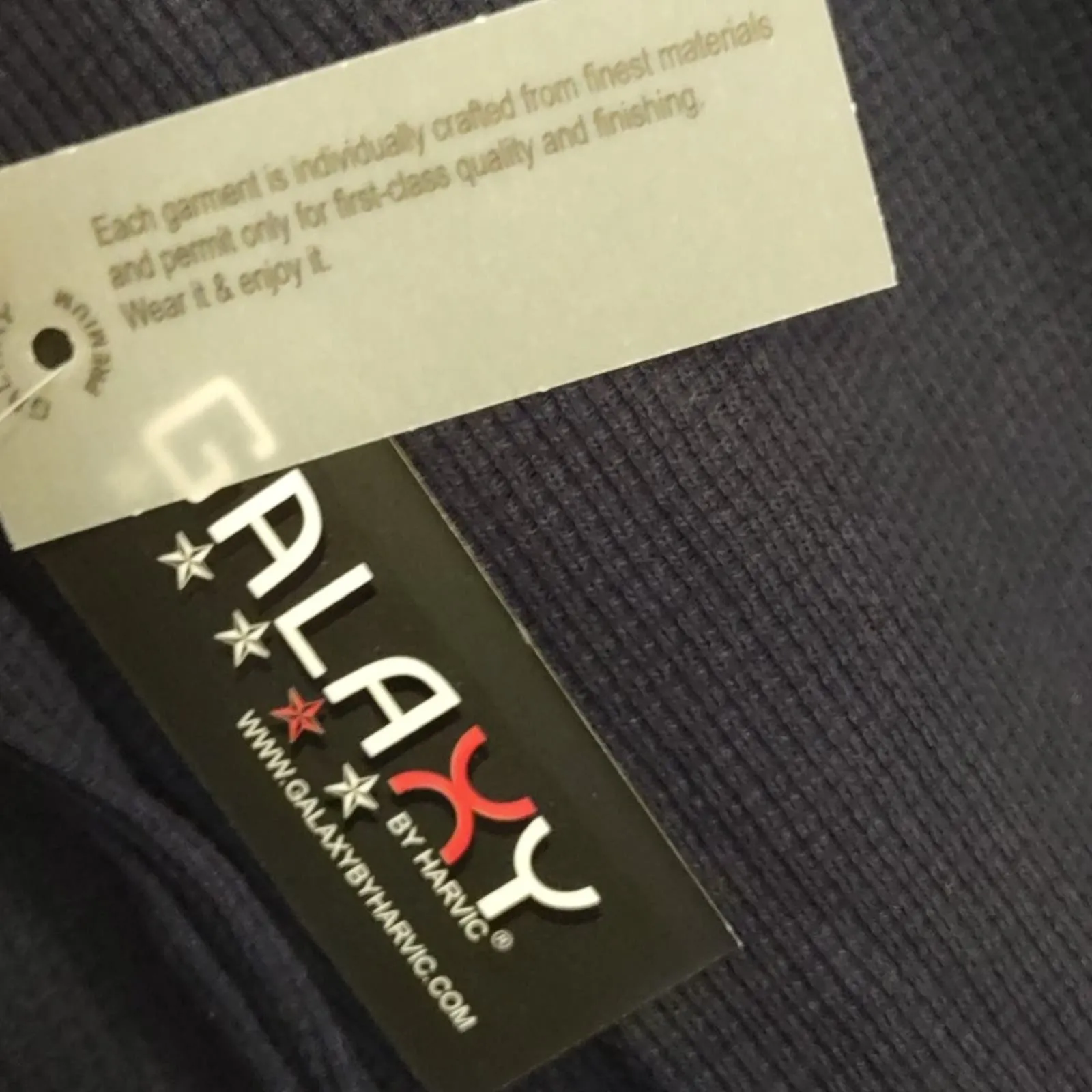 Galaxy by Harvic Waffle Knit Henley Shirt Navy XL