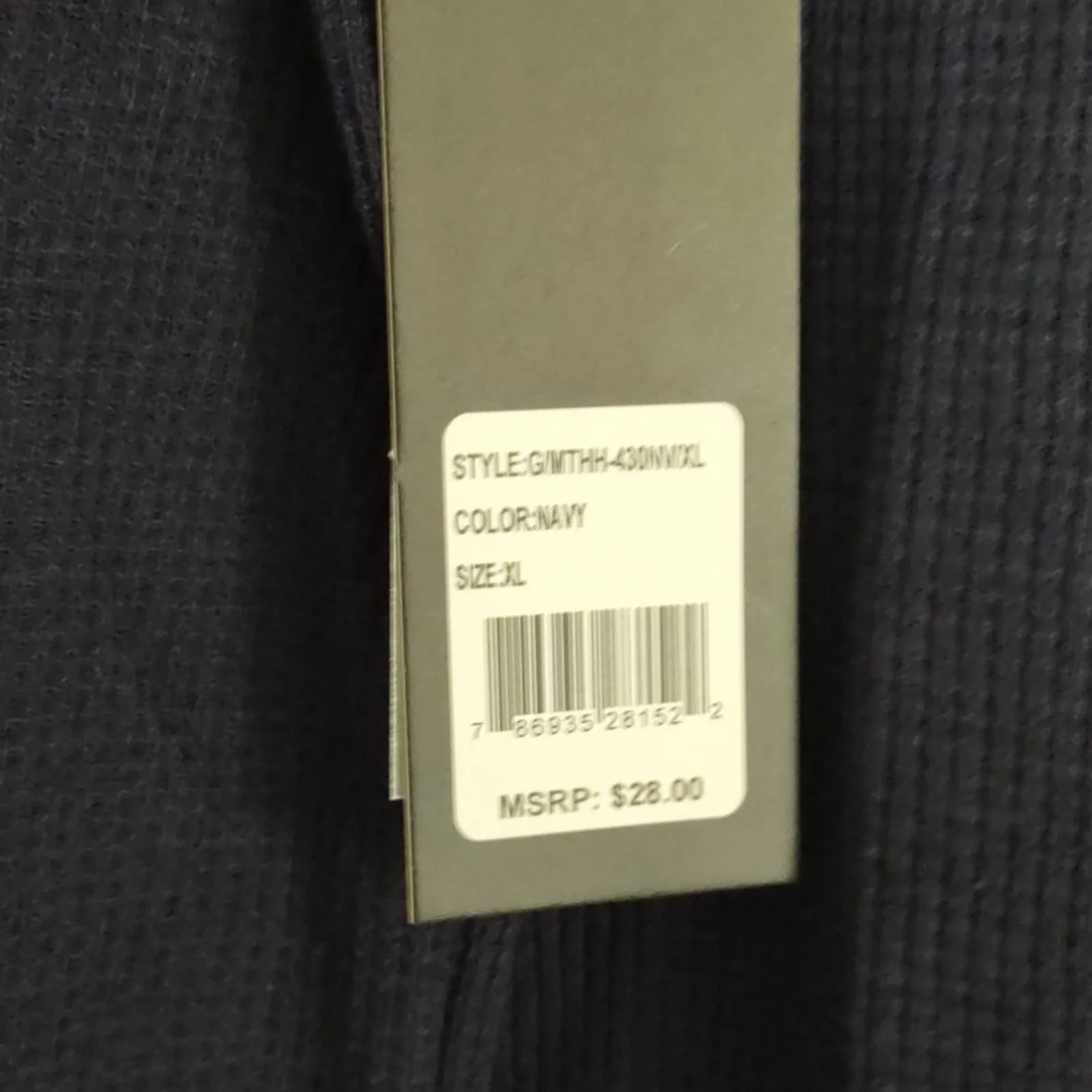 Galaxy by Harvic Waffle Knit Henley Shirt Navy XL