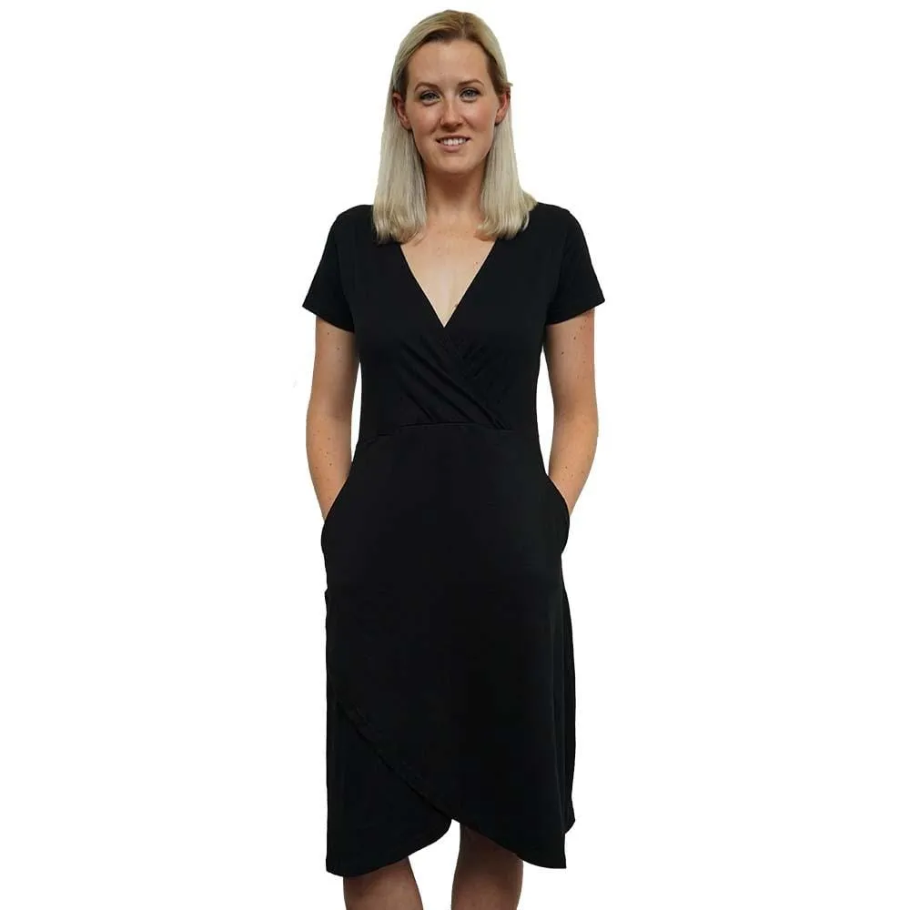 Grace Faux Wrap Dress with Pockets