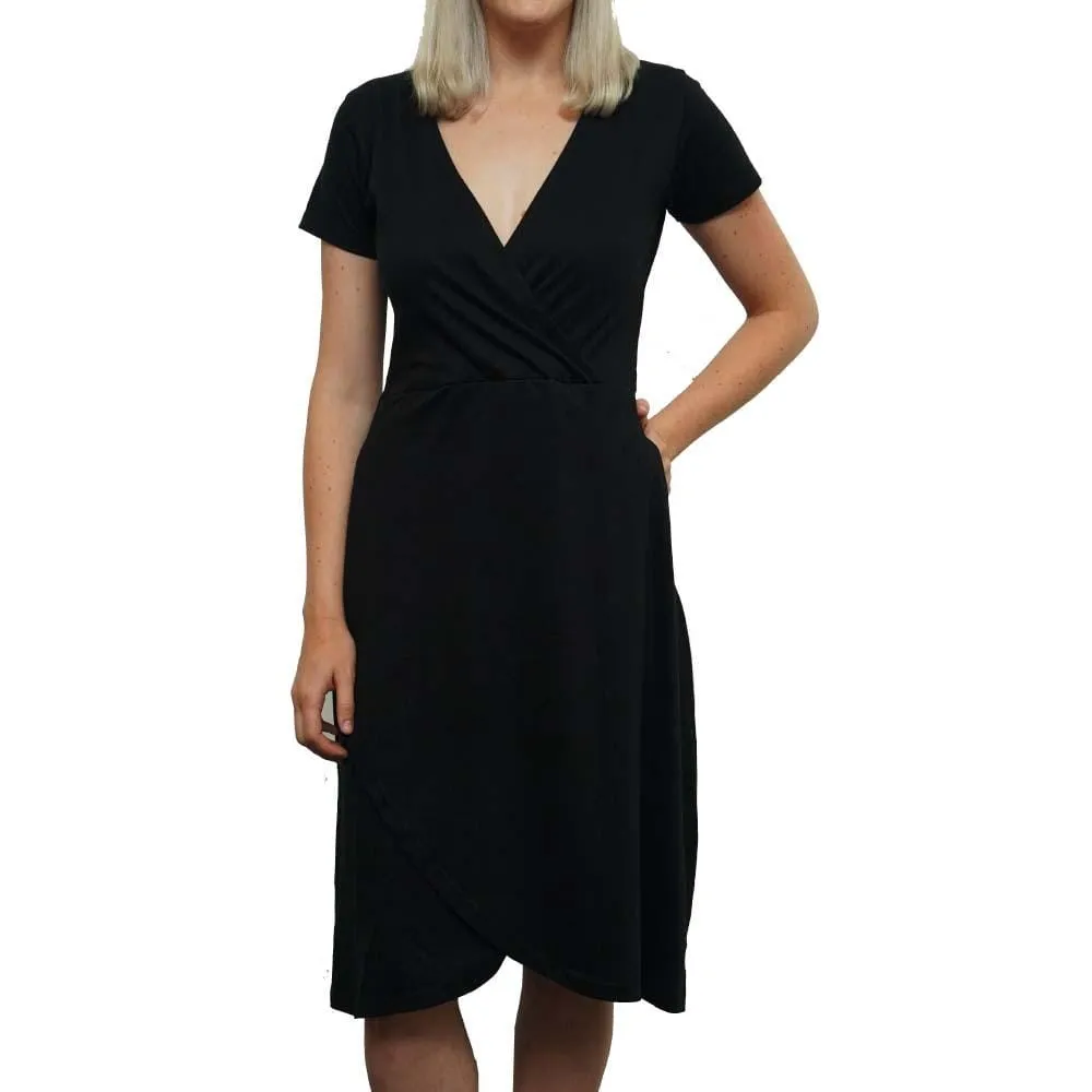 Grace Faux Wrap Dress with Pockets