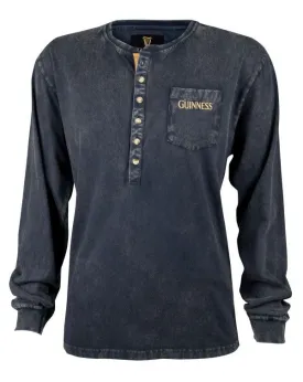 Guinness Classic Washed Black Henley Shirt