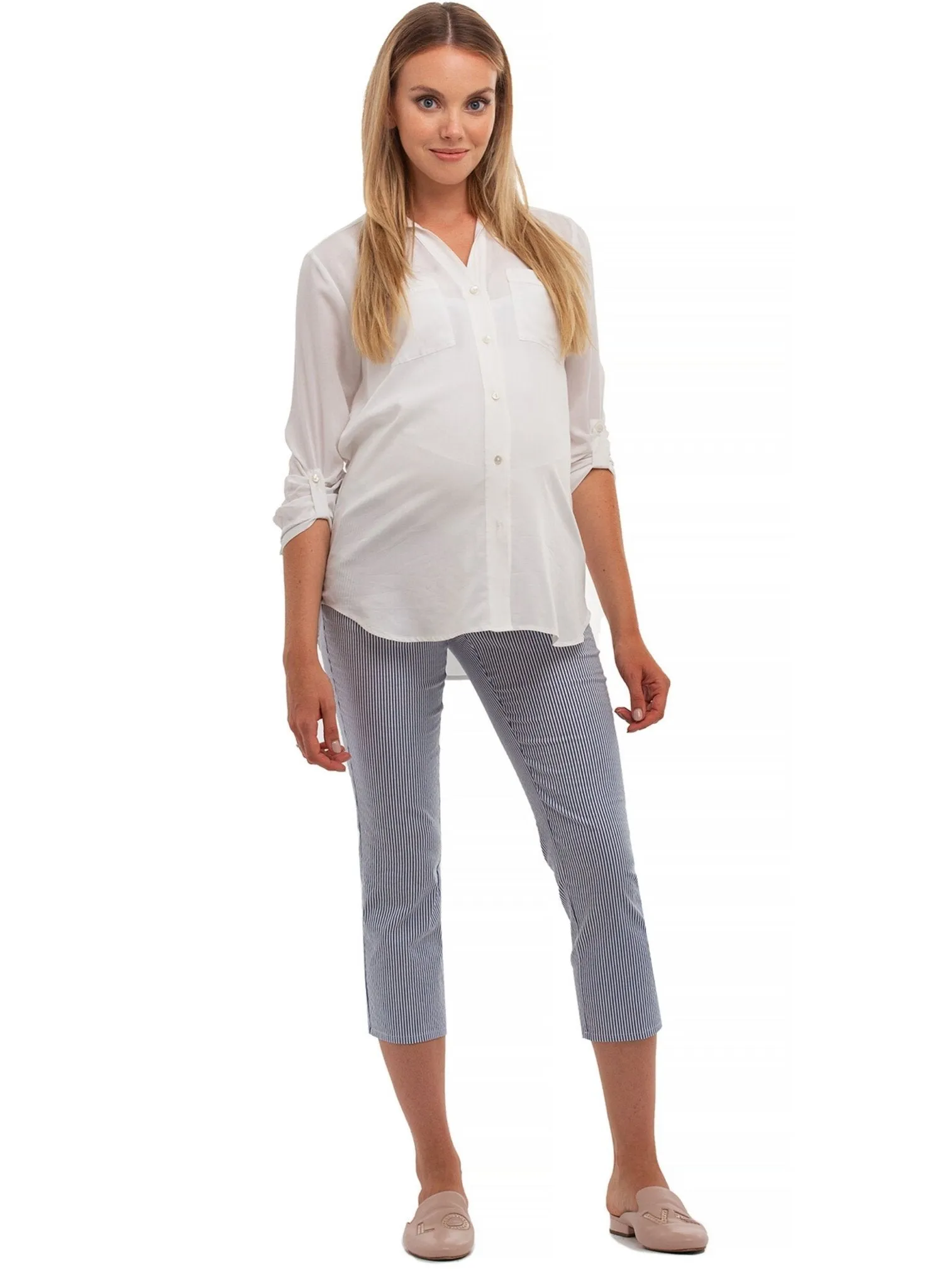 Harvey  Maternity Pants - Blue Stripes