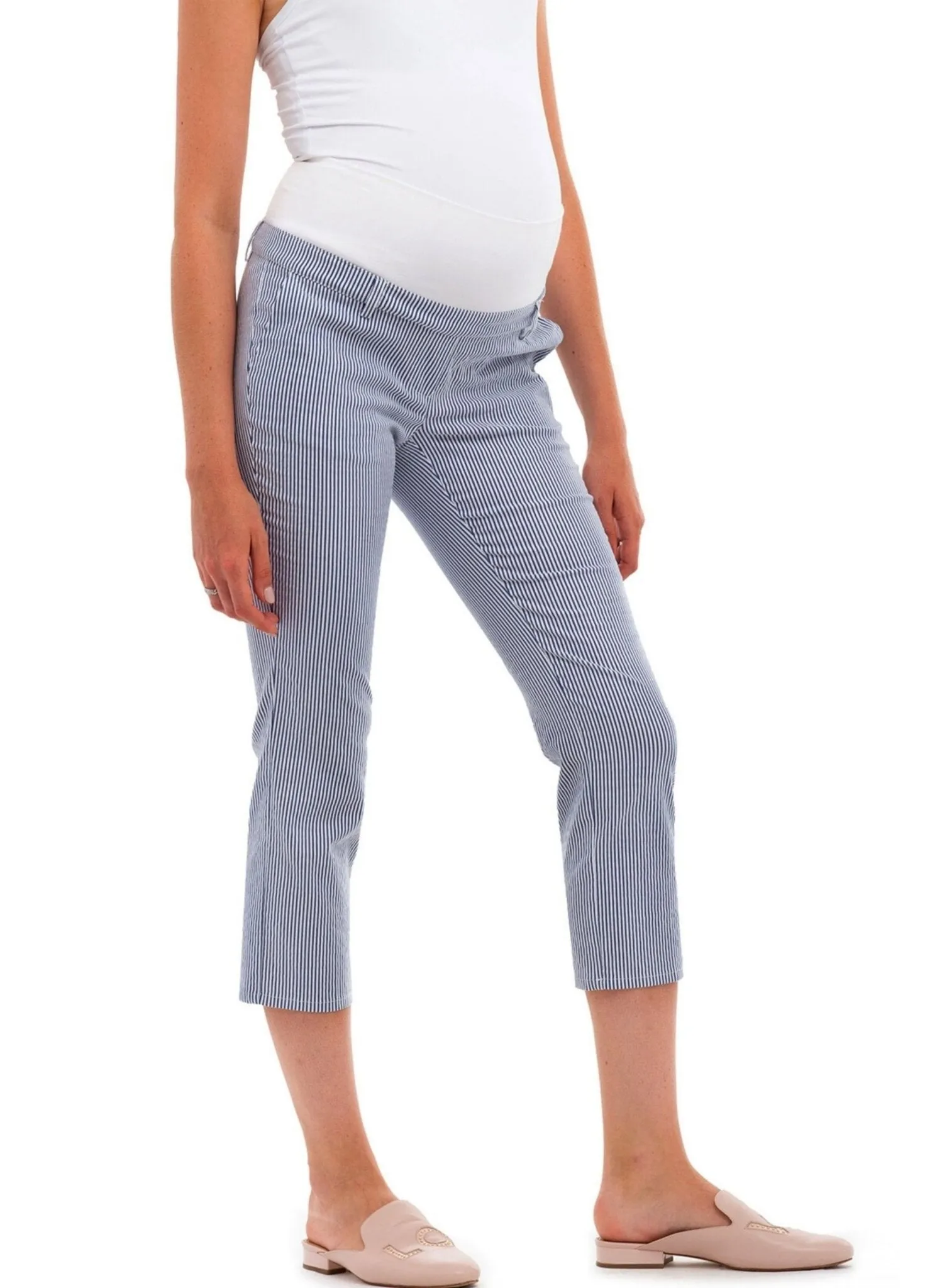 Harvey  Maternity Pants - Blue Stripes