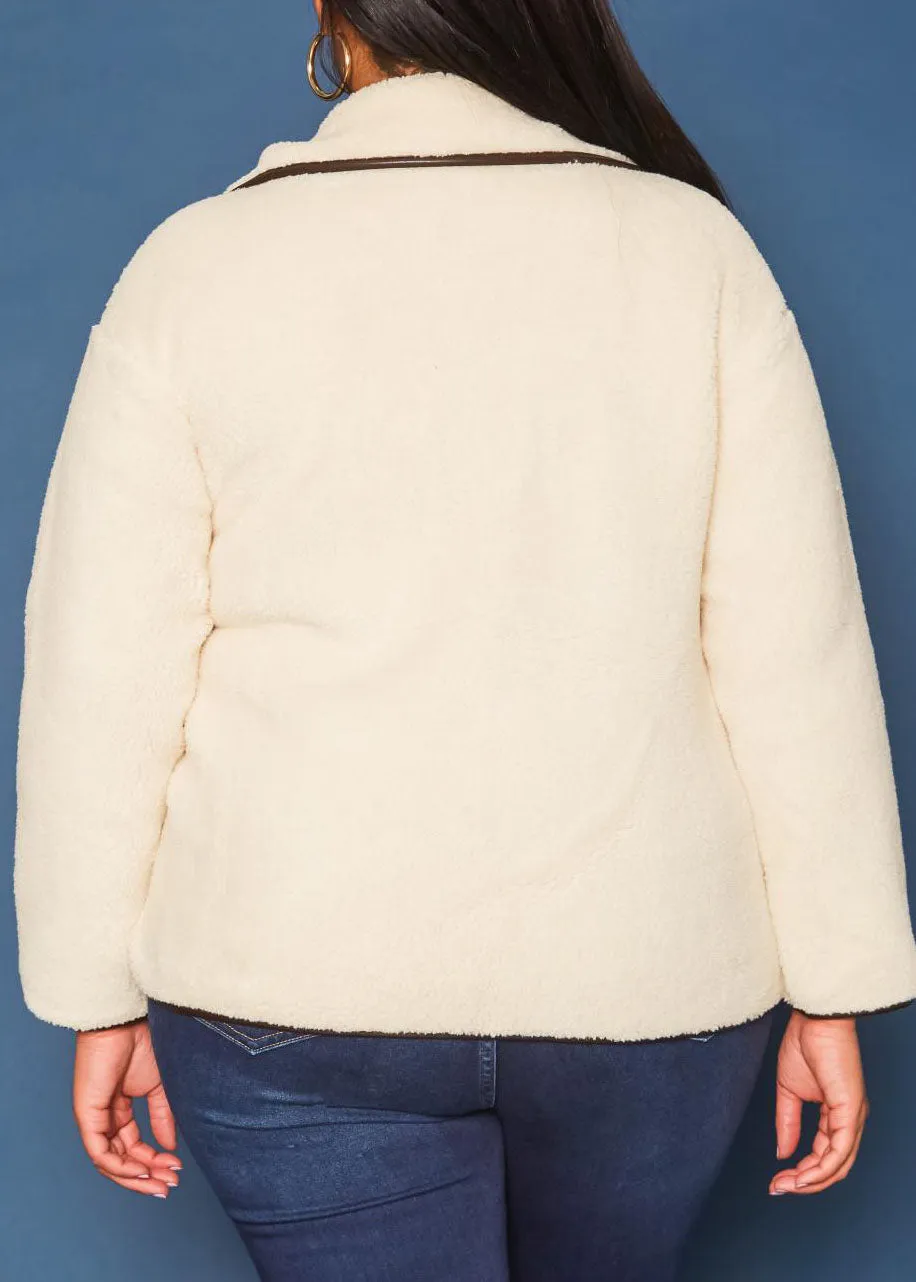 Hi Curvy Plus Size Faux Fur Toggle Duffle Coat With Pockets