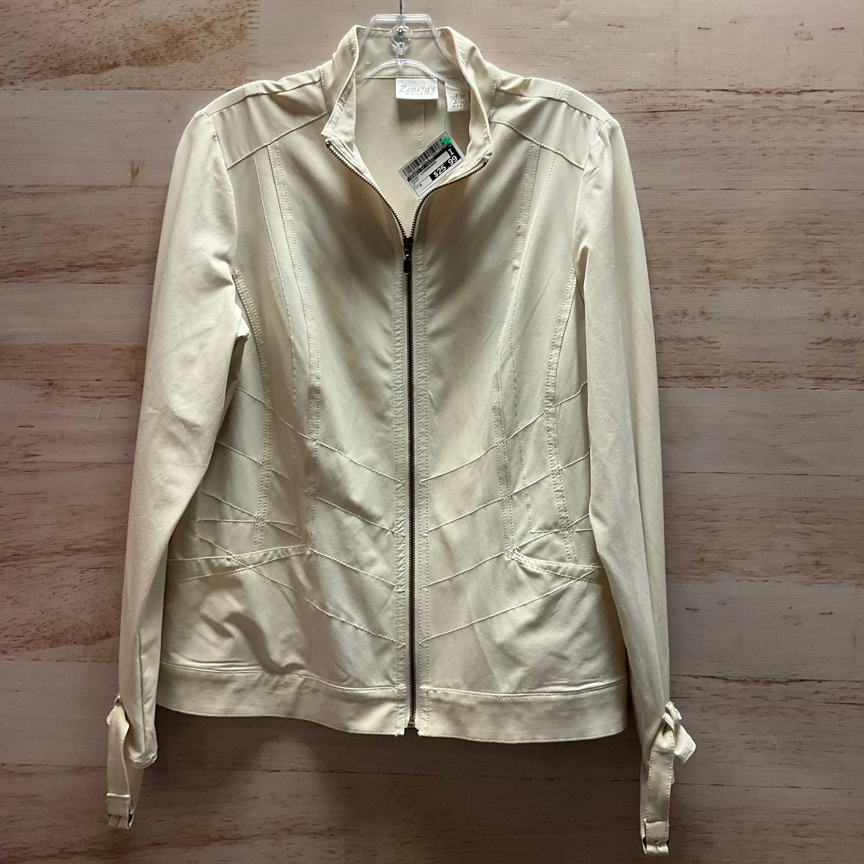 Jacket Windbreaker By Zenergy By Chicos In Cream, Size: M